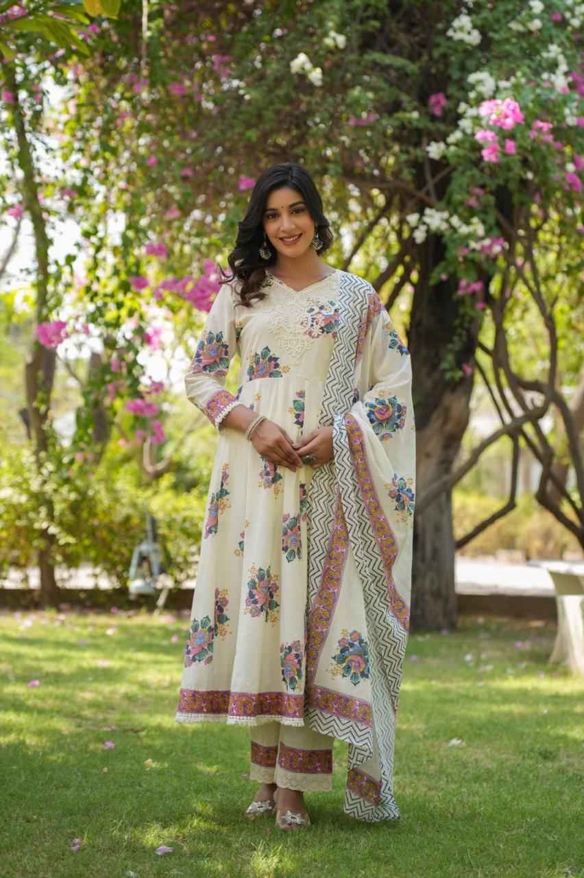 Anarkali Suit with Luxurious Lace Work Neck