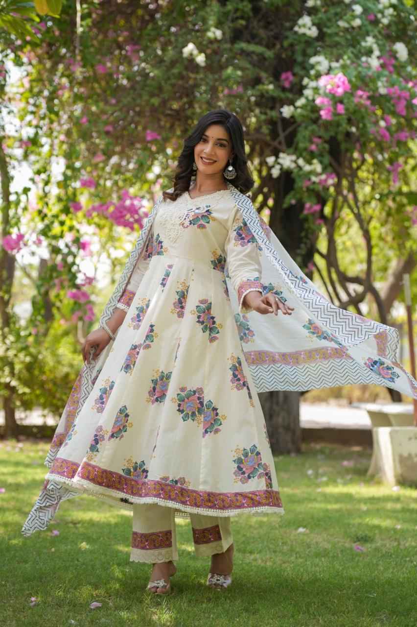 Anarkali Suit with Luxurious Lace Work Neck