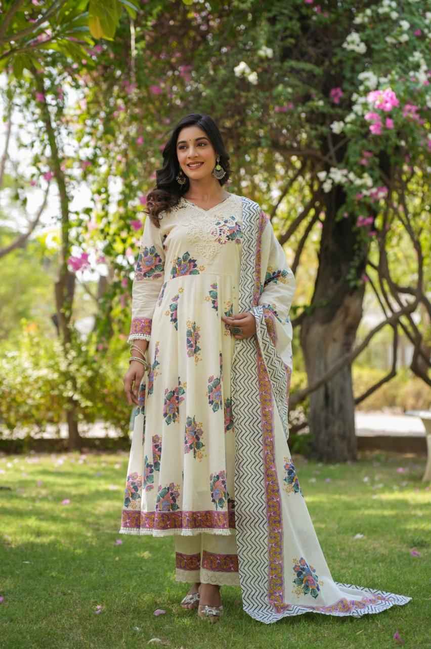 Anarkali Suit with Luxurious Lace Work Neck