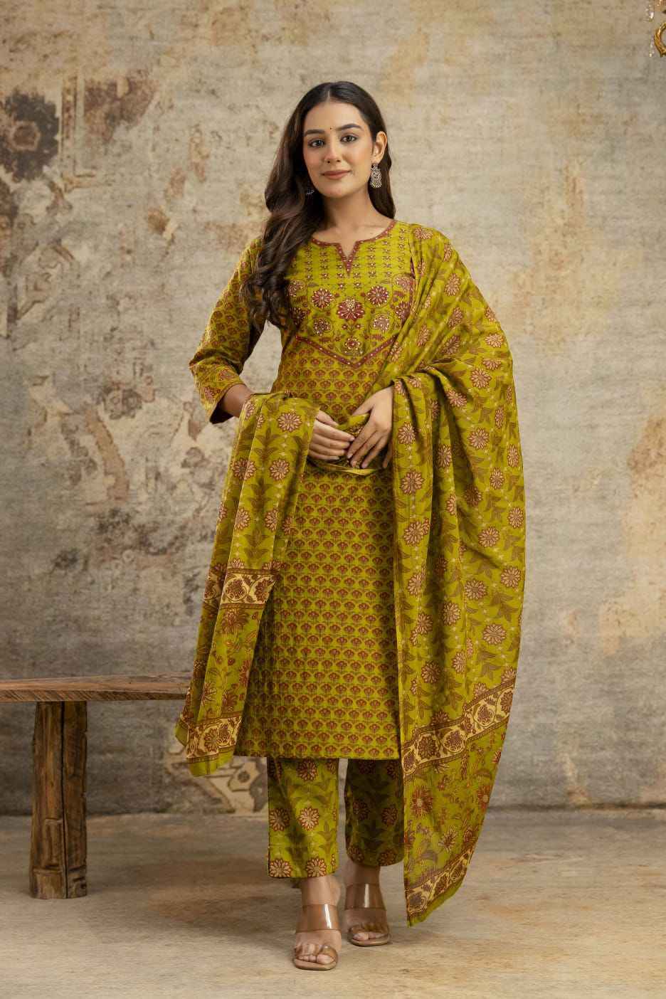 Pure Cotton Block Print Dupatta Set