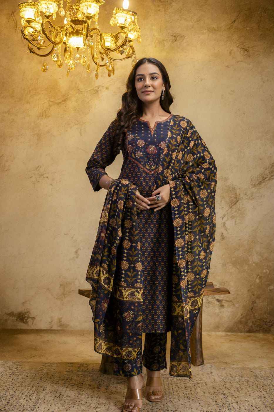 Pure Cotton Block Print Dupatta Set