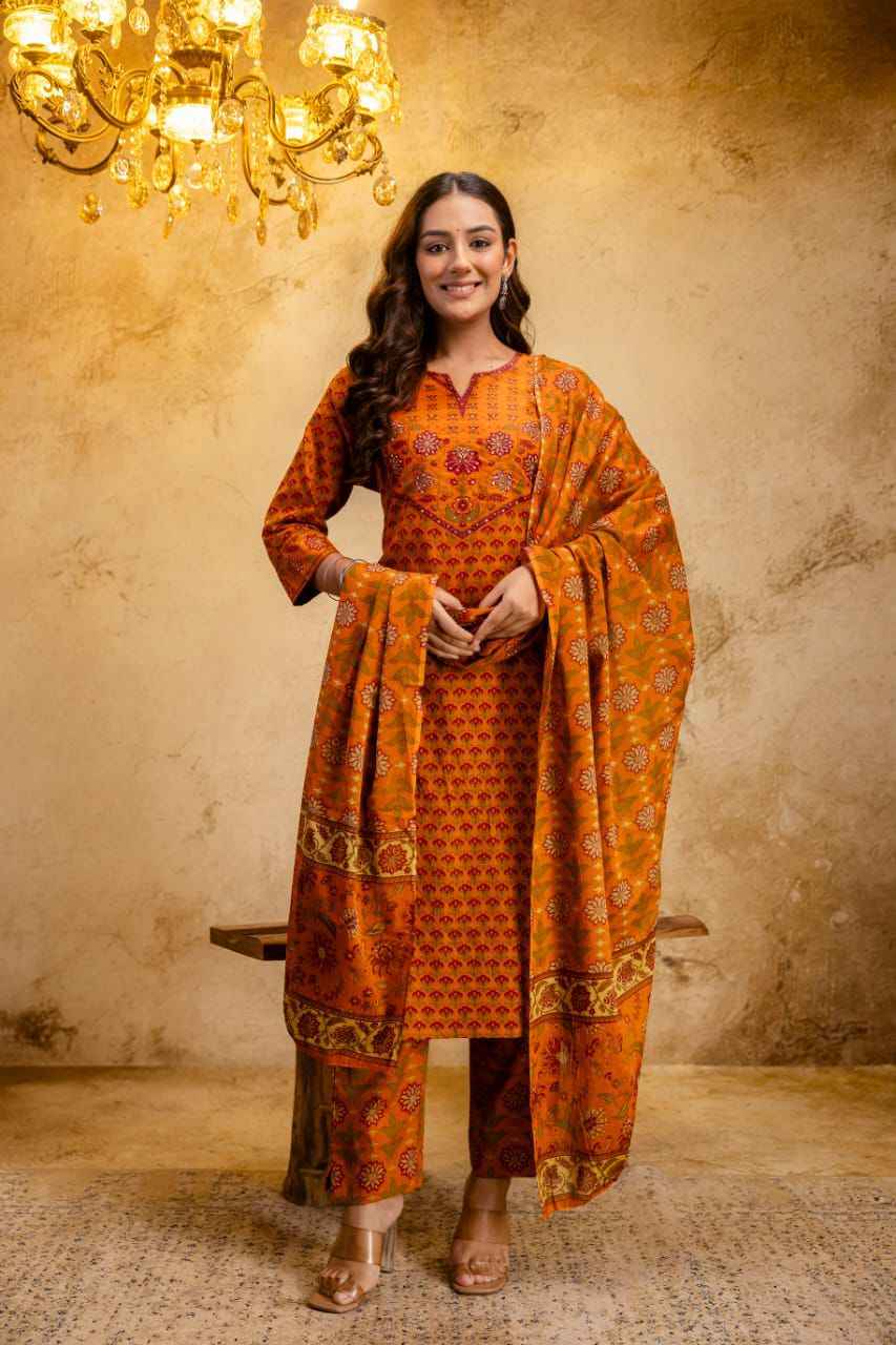 Pure Cotton Block Print Dupatta Set