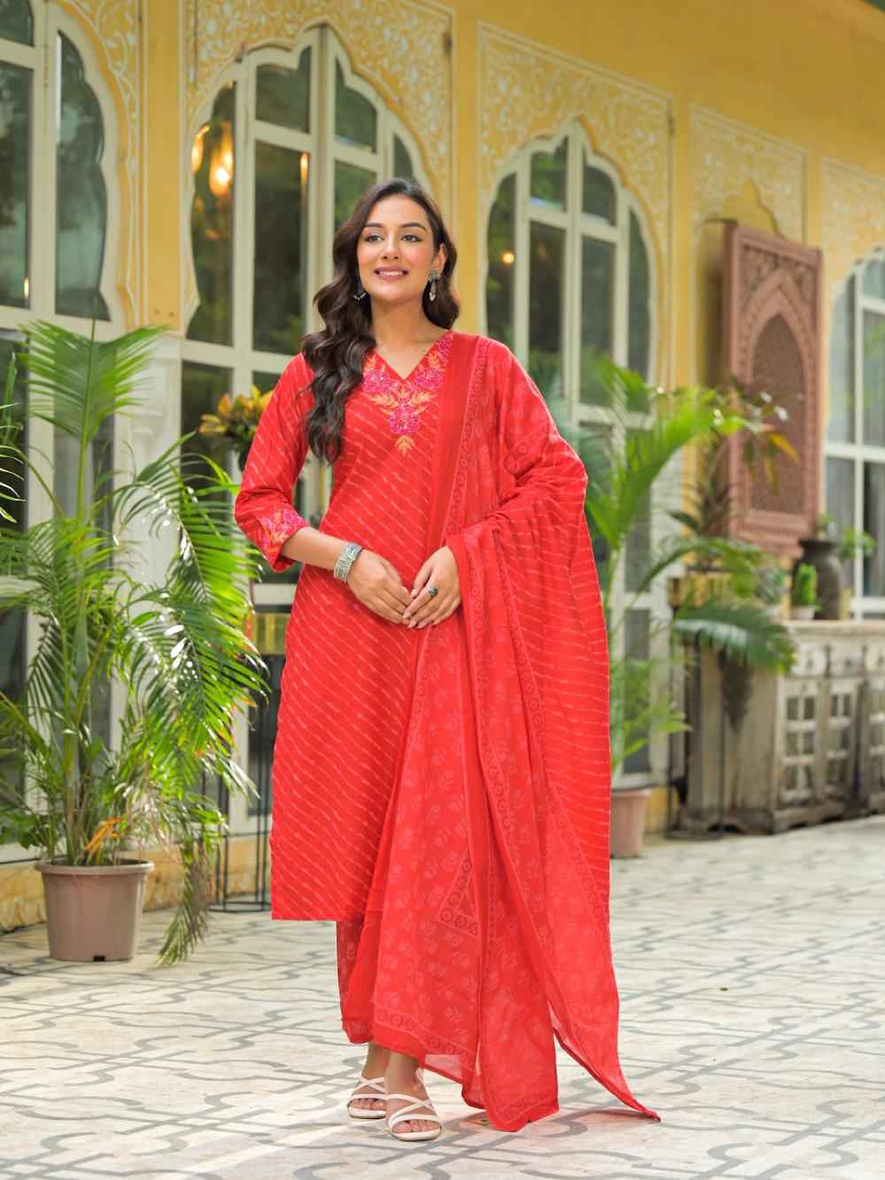 Pure Cotton Leheriya Print Festive Wear Dupatta Set