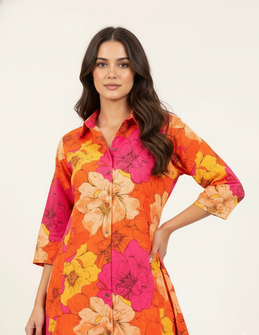 Floral Print Pure Cotton Long Co Ord Collection FL0138