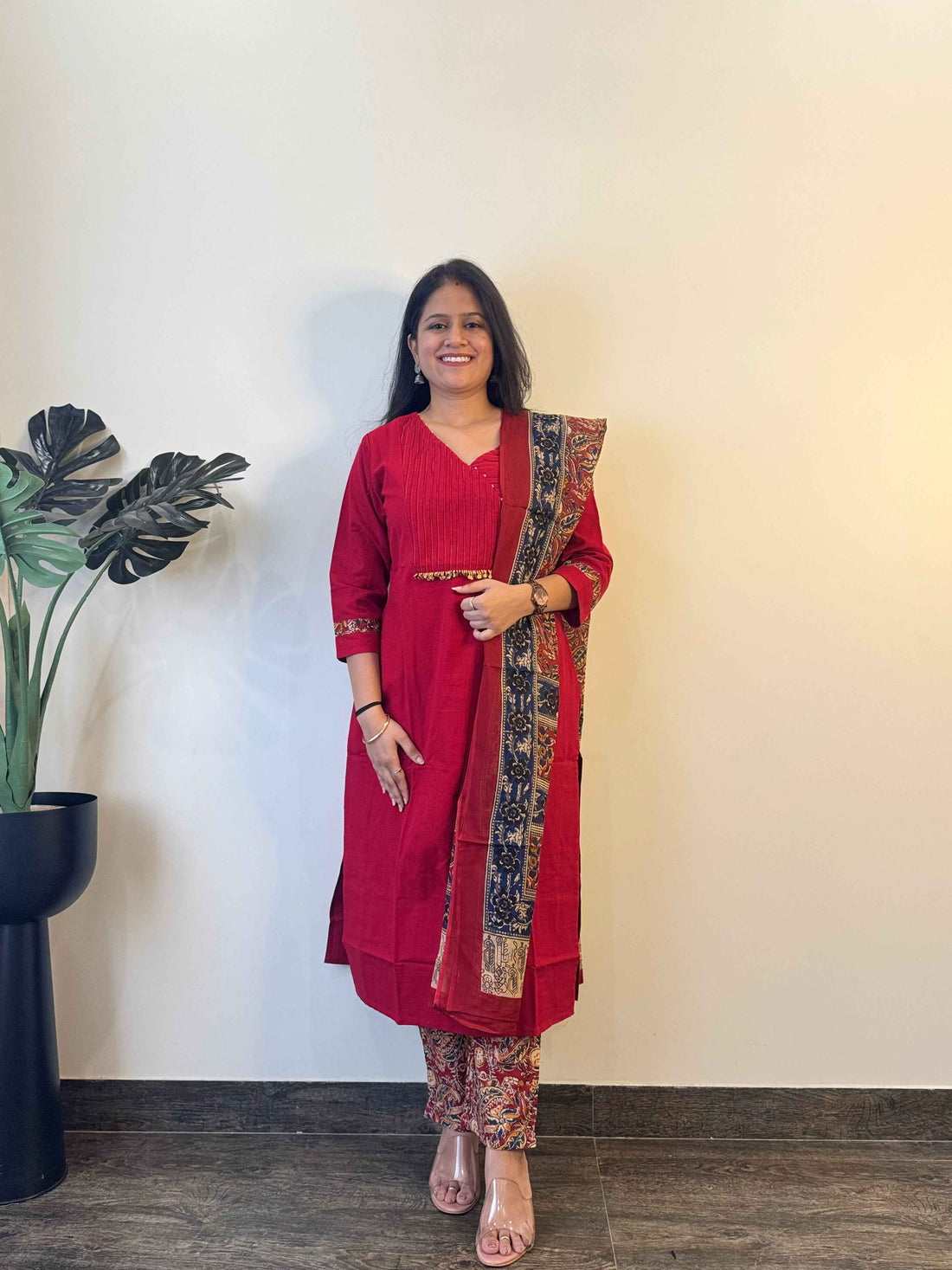 Cotton Flex Solid Base Dupatta Set