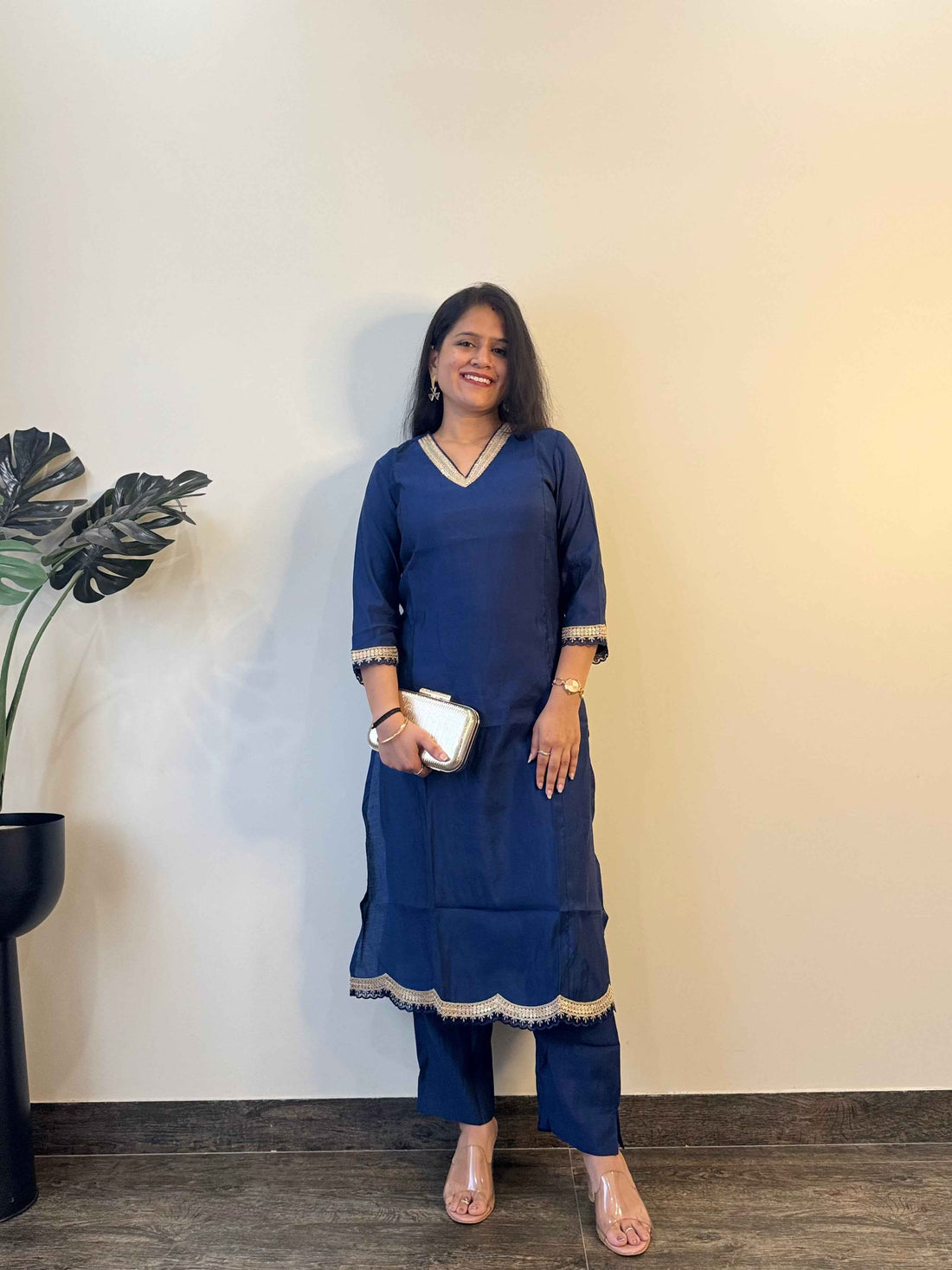 Deep Blue Pure Muslin Dupatta Set