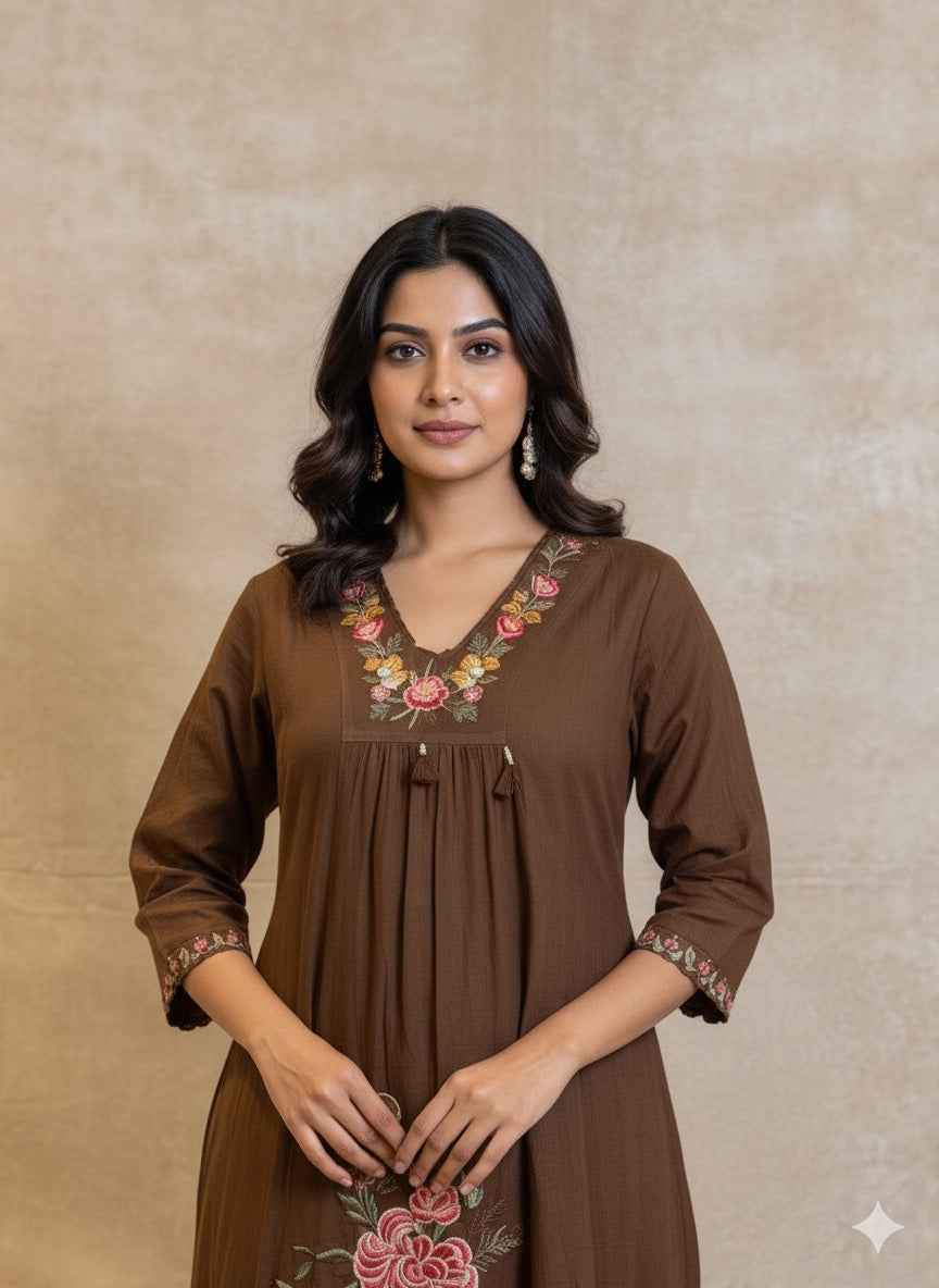 Pure Mul Cotton With Inner Dupatta Set With Embroidery Work