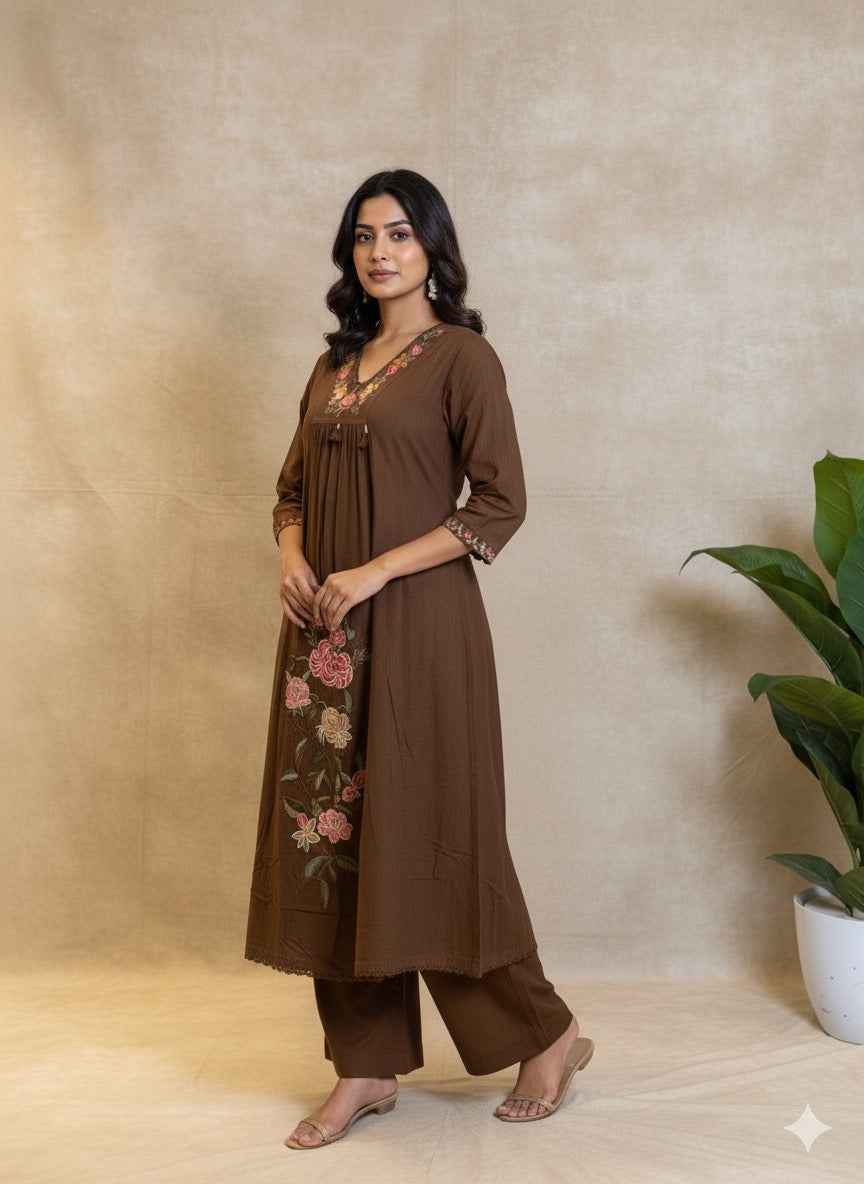 Pure Mul Cotton With Inner Dupatta Set With Embroidery Work