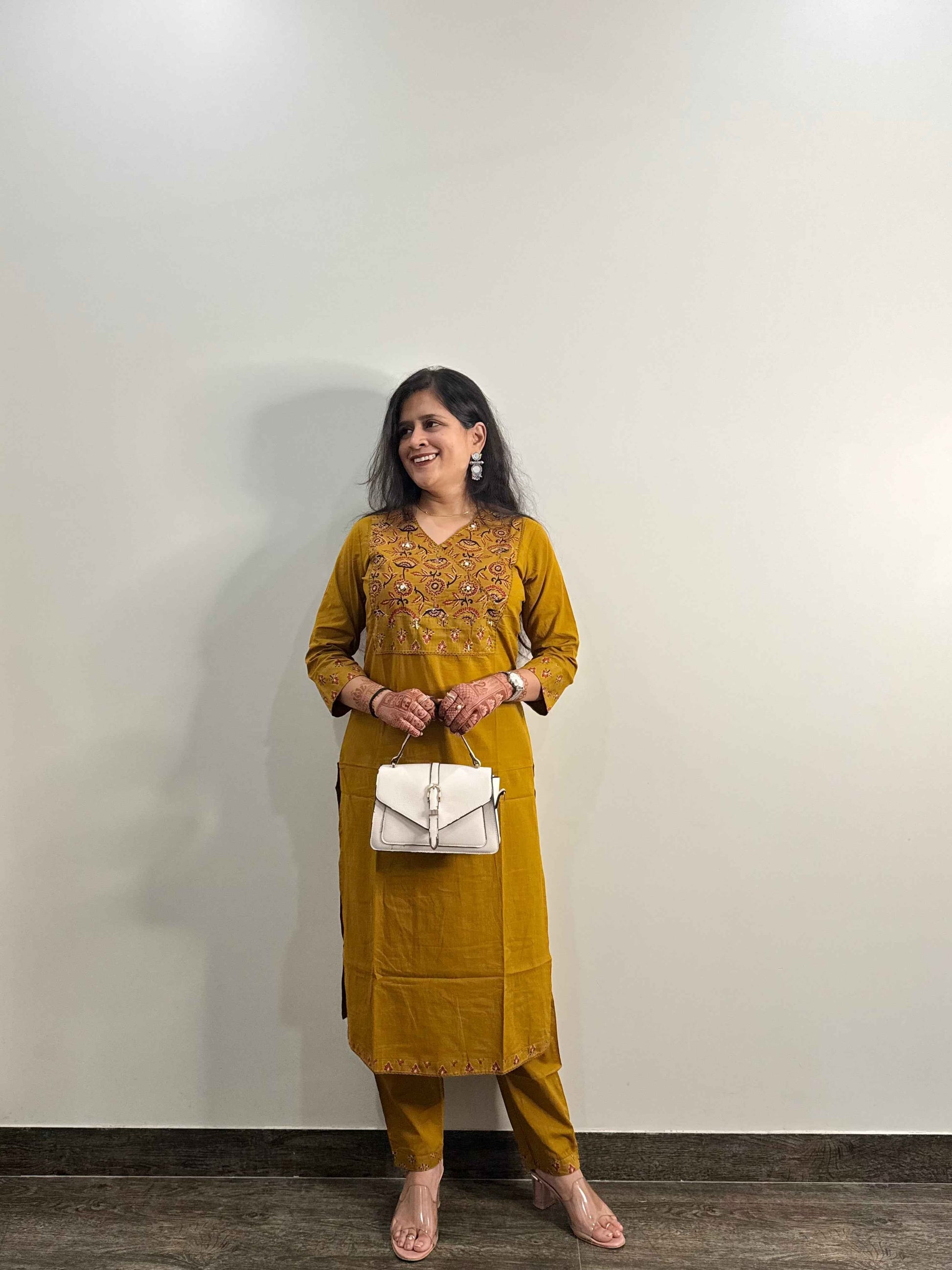 Pure Cotton V Neck Dupatta Set