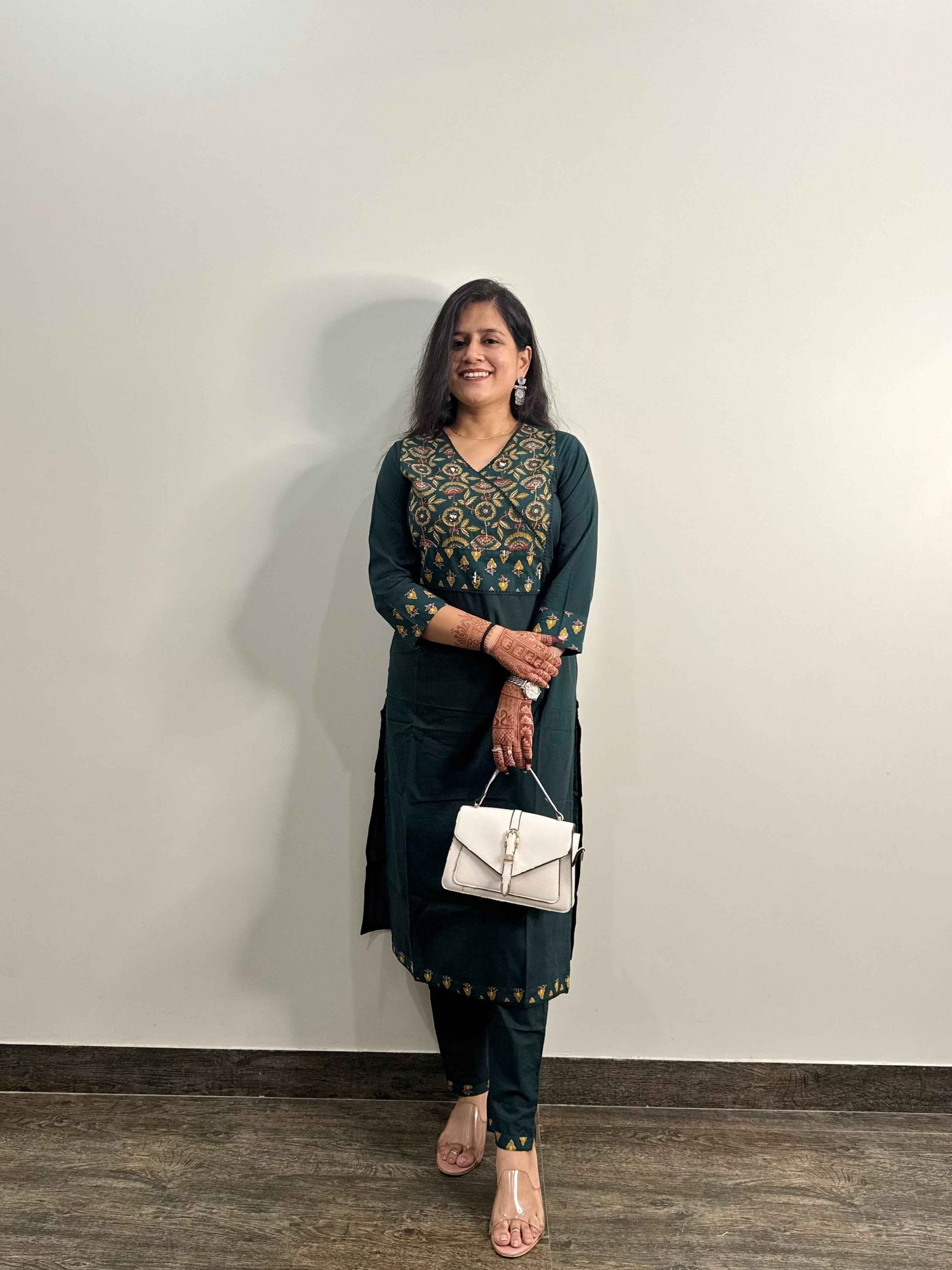 Pure Cotton V Neck Dupatta Set