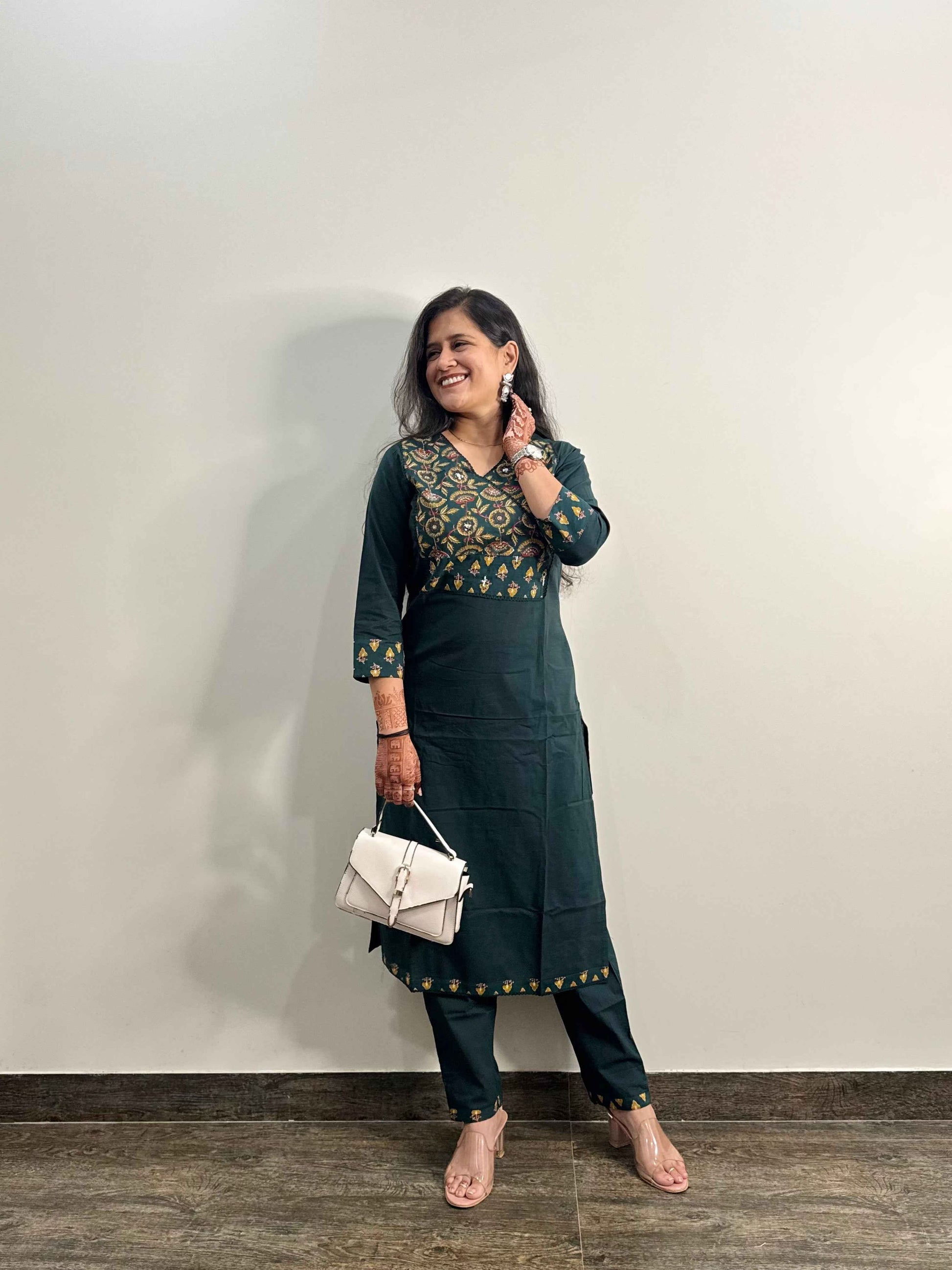 Pure Cotton V Neck Dupatta Set
