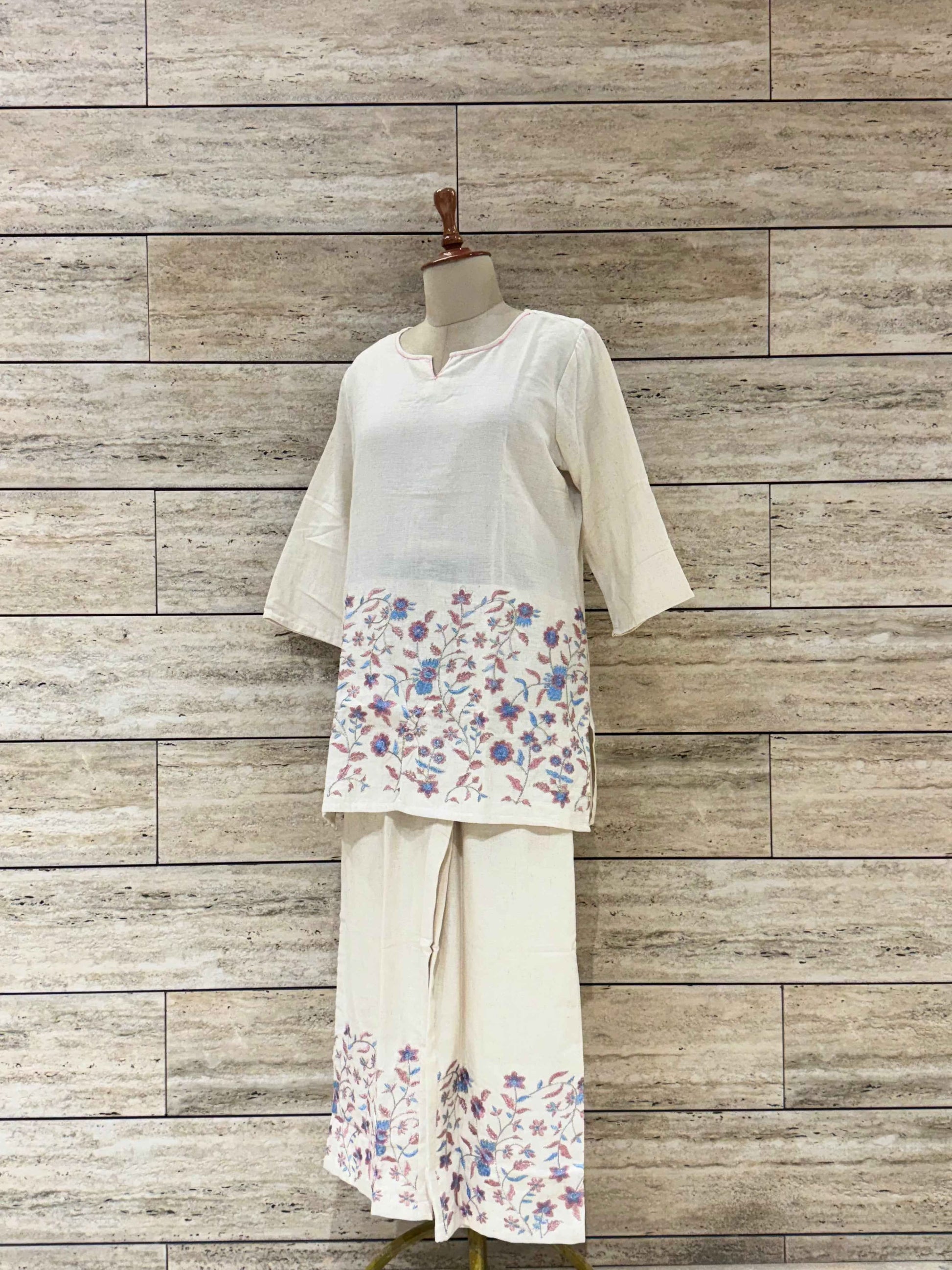 Two Piece Pure Cotton embroidery Co ord set