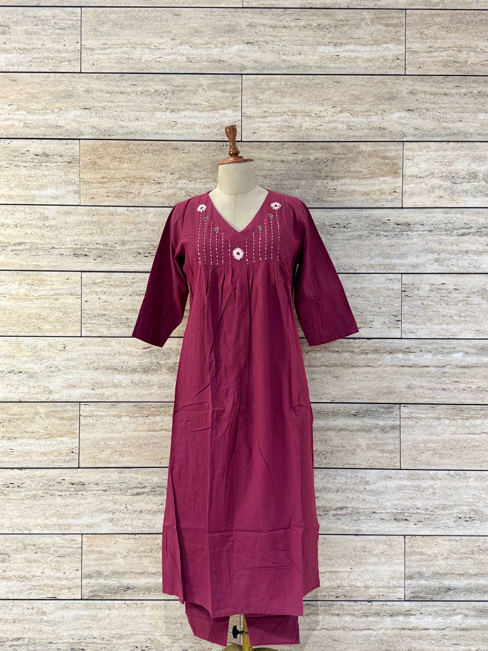 Solid Base Pure Cotton Two Piece Pant Set RS017