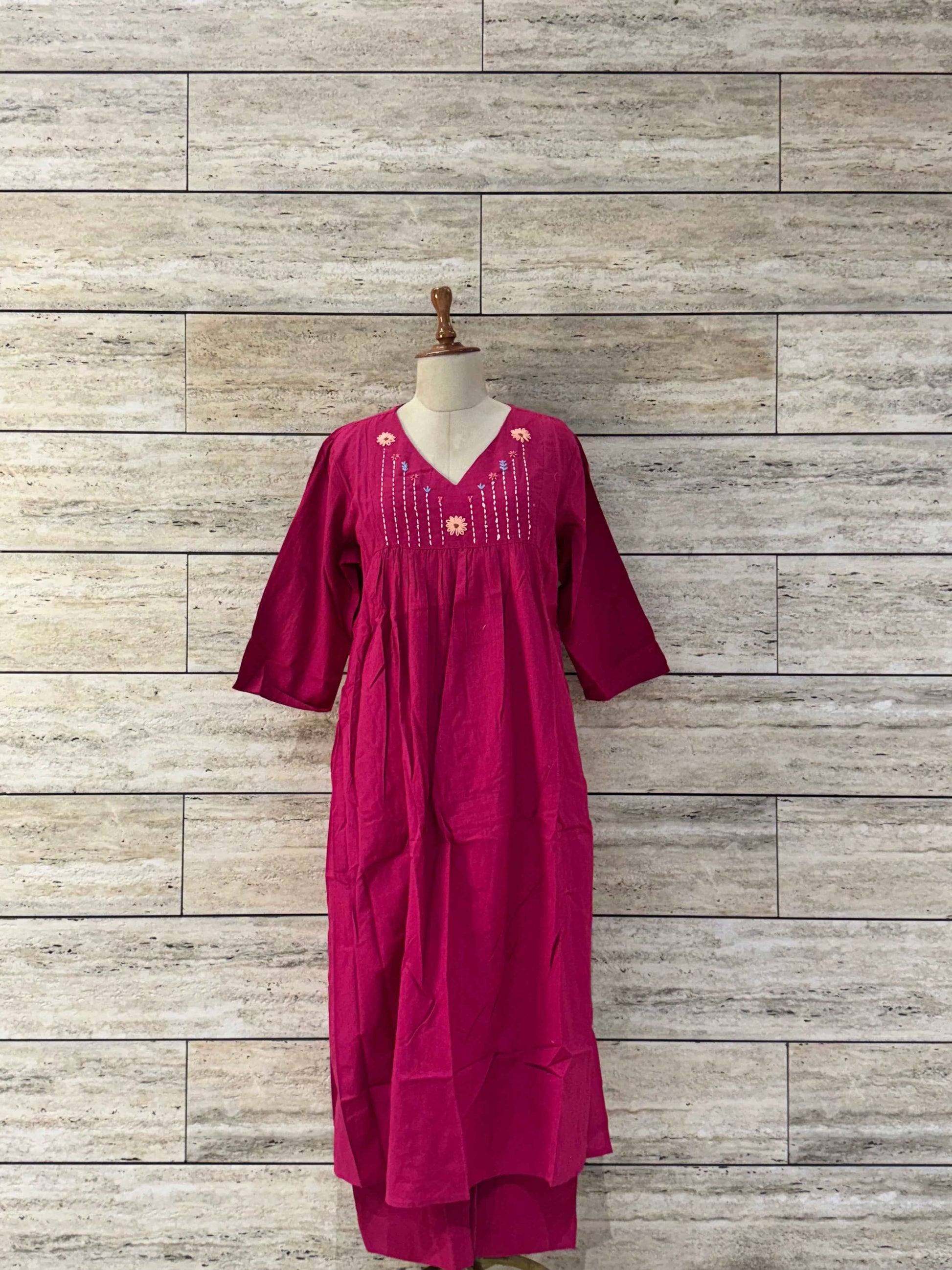 Solid Base Pure Cotton Two Piece Pant Set RS017
