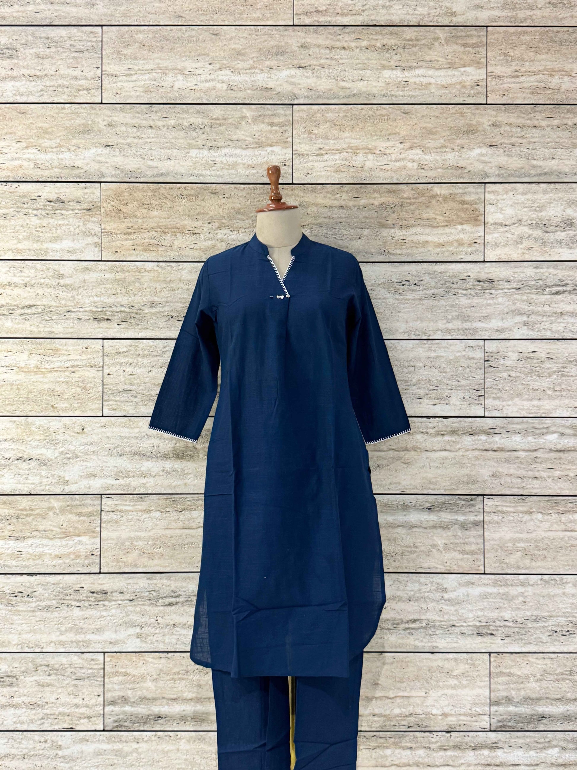 Solid Base Deep Blue Two Piece Pant Set RS014