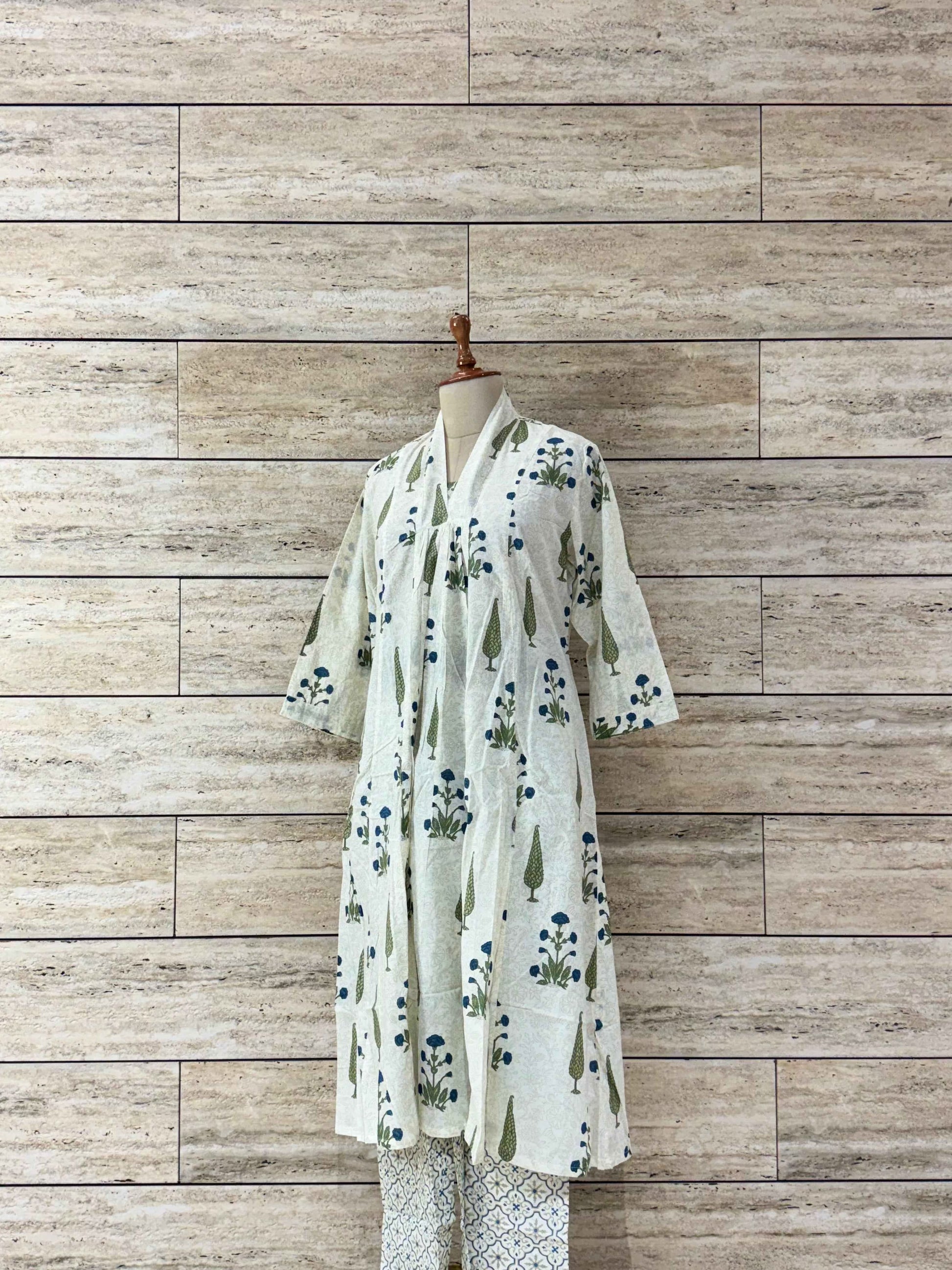 Floral Print A Line Pure Cotton Two Piece Pant Set RS003