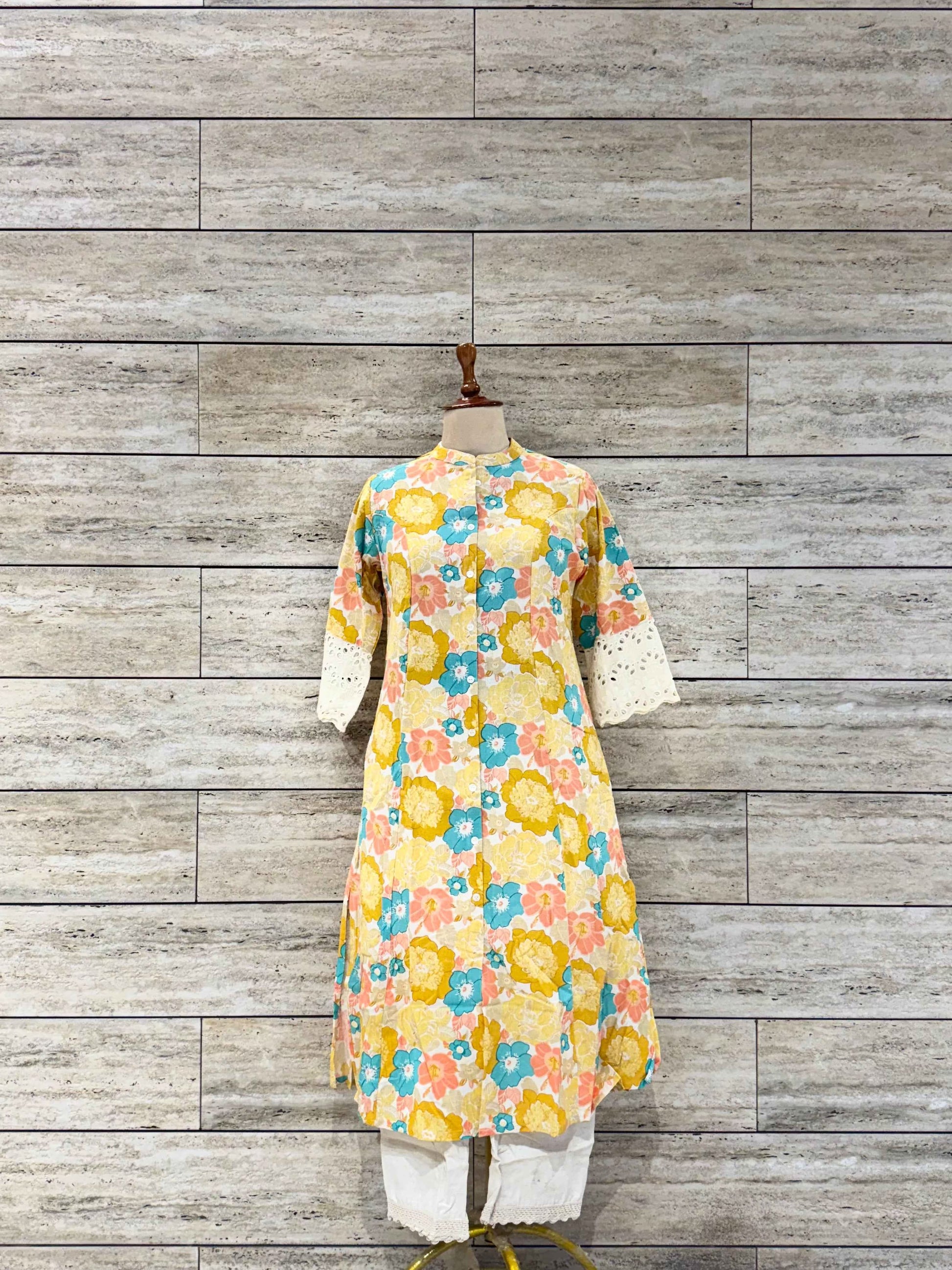 Floral Print Pure Cotton Two Piece Pant Set