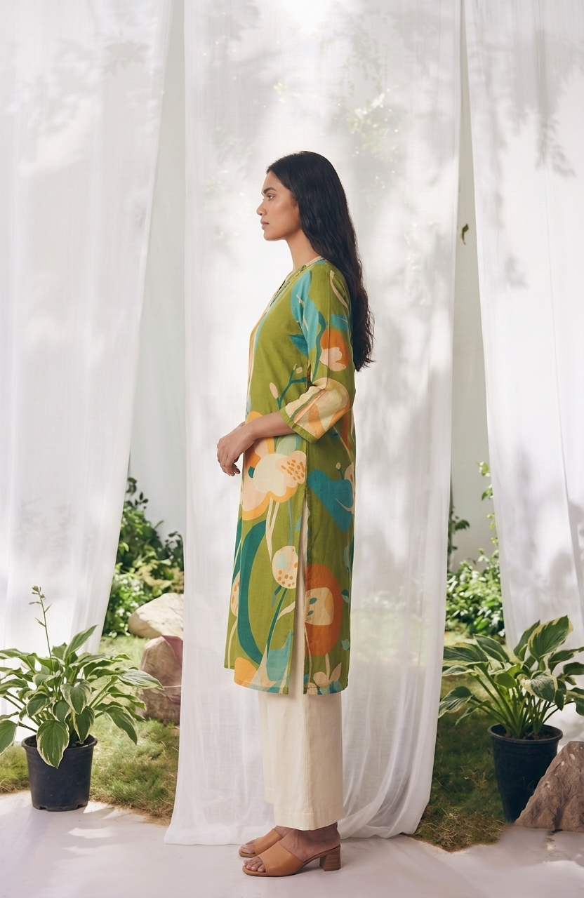 Pure Muslin Floral Print Only Kurtas Set MOK004