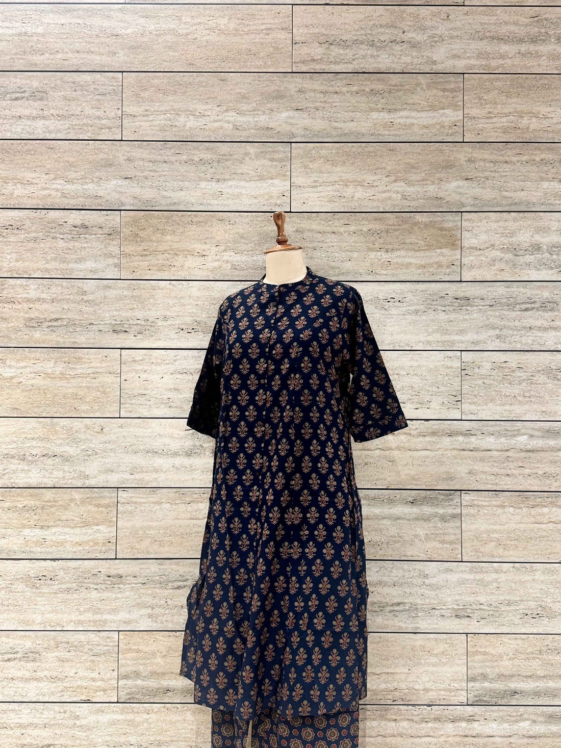 Floral Print Deep Blue Two Piece Pant Set RS032