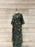 Floral Print Deep Green Two Piece Pant Set RS031