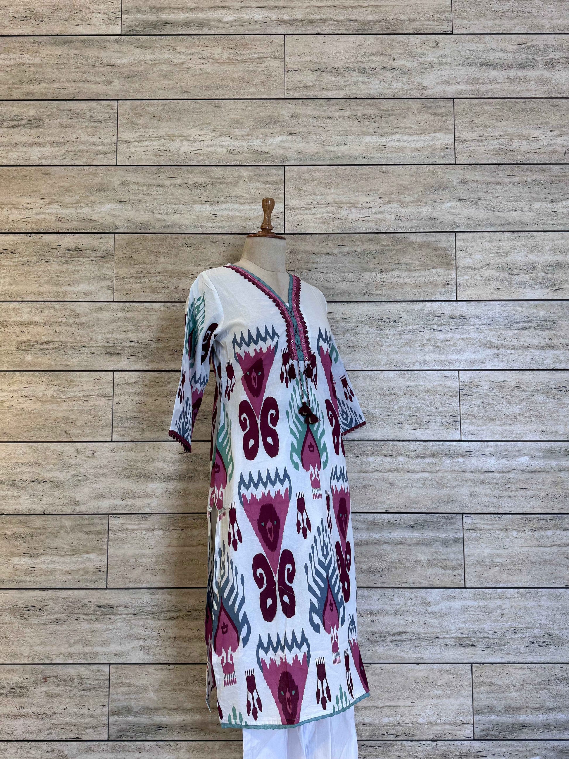 Ikkat print pure Cotton full suit.