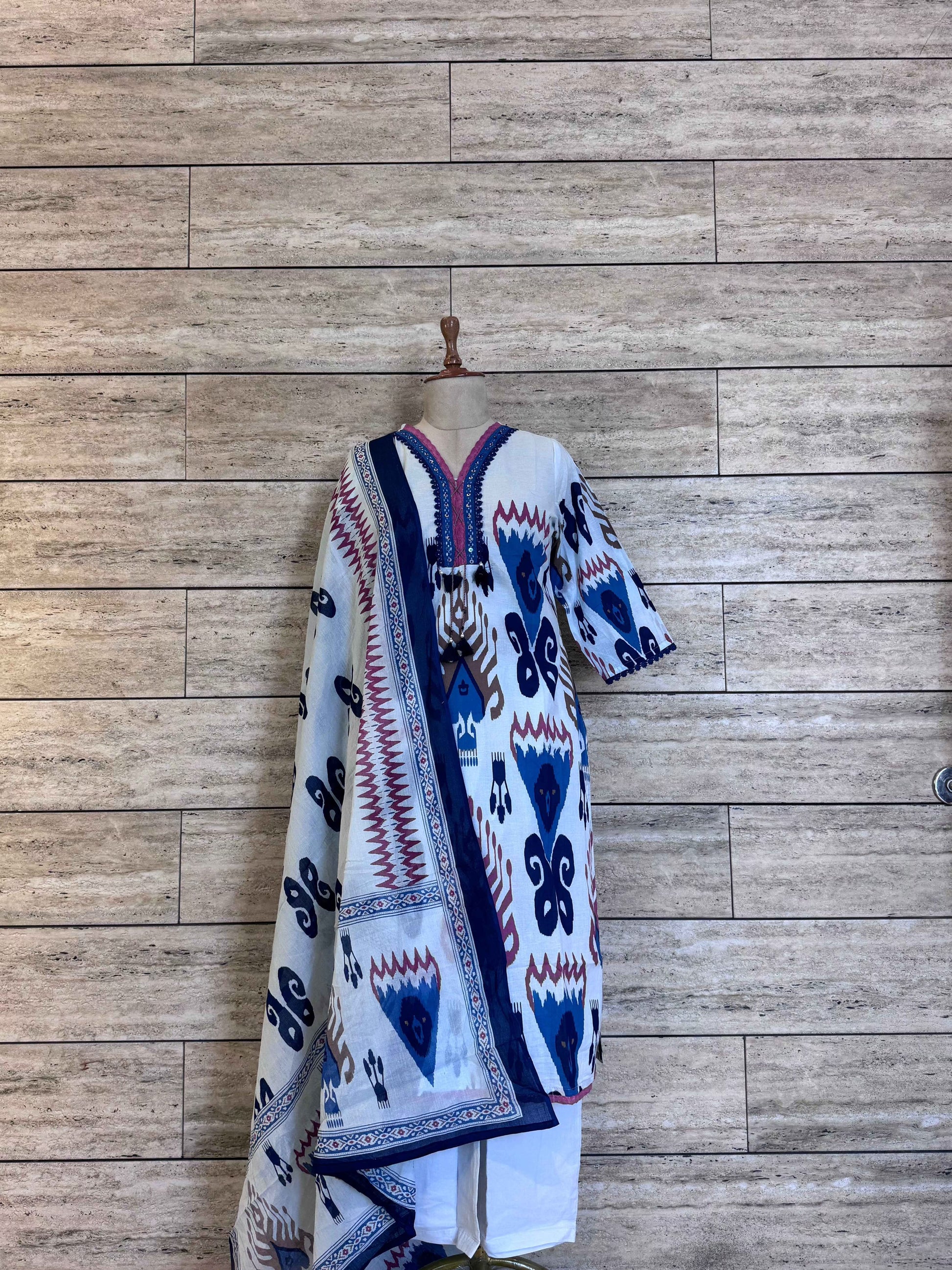 Ikkat print pure Cotton full suit.
