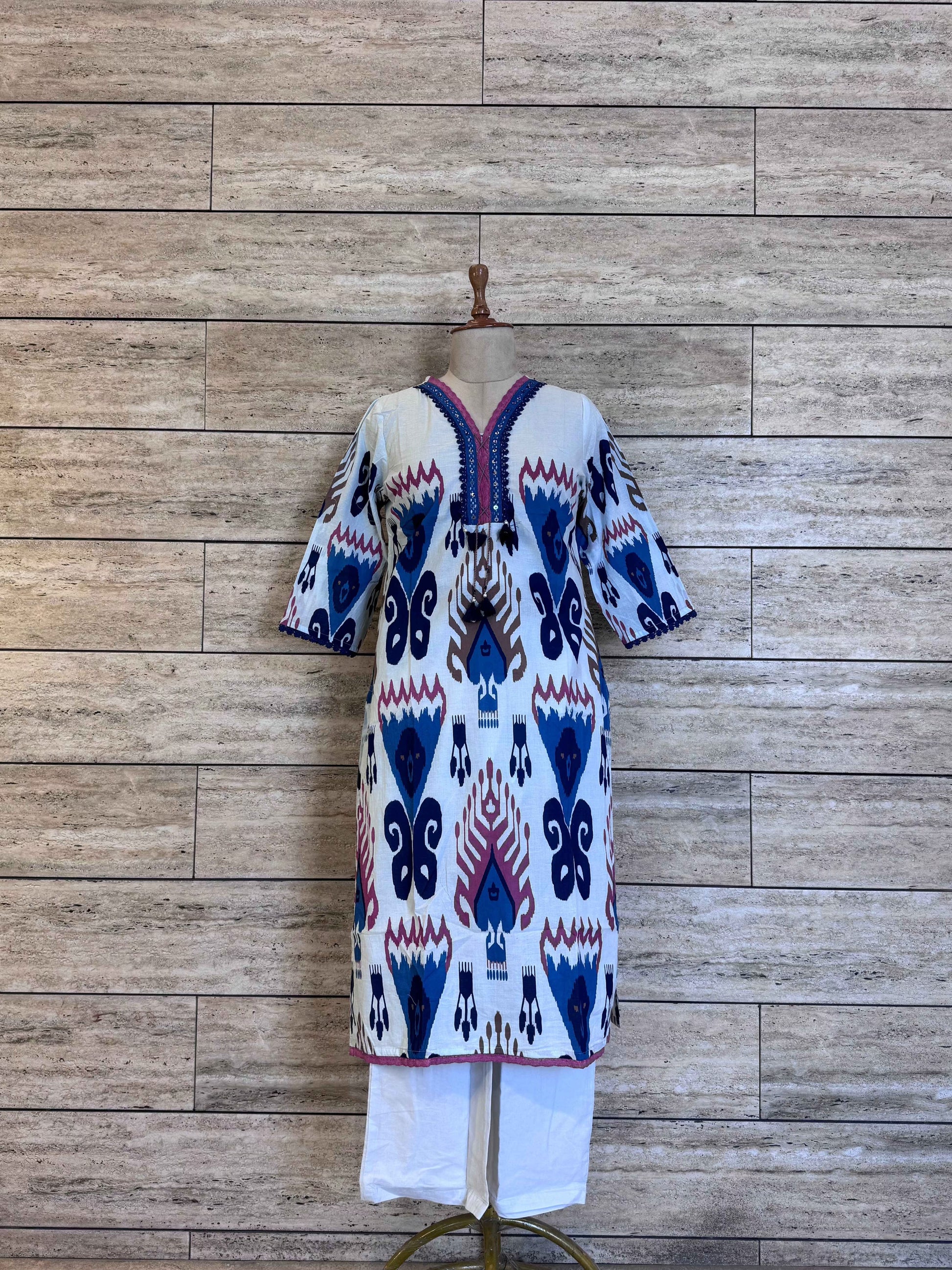 Ikkat print pure Cotton full suit.