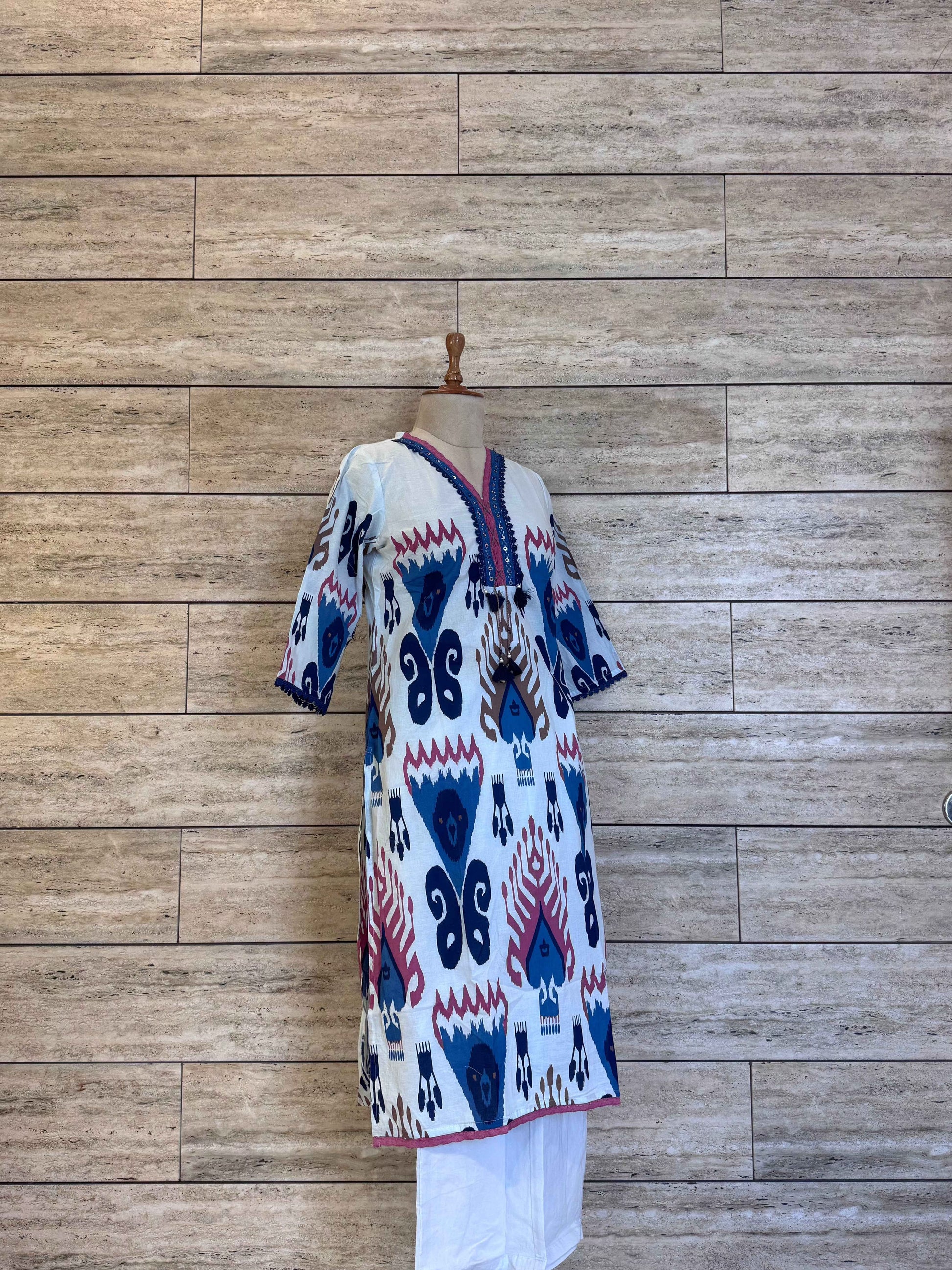 Ikkat print pure Cotton full suit.