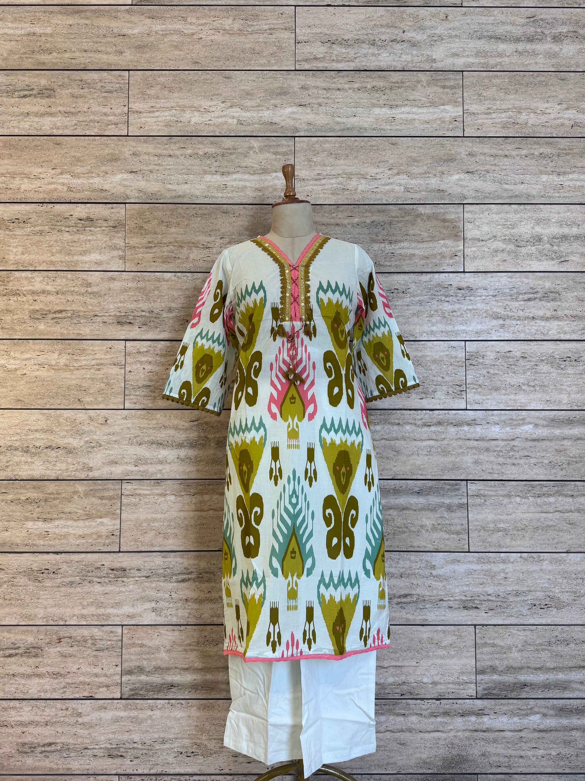 Ikkat print pure Cotton full suit.