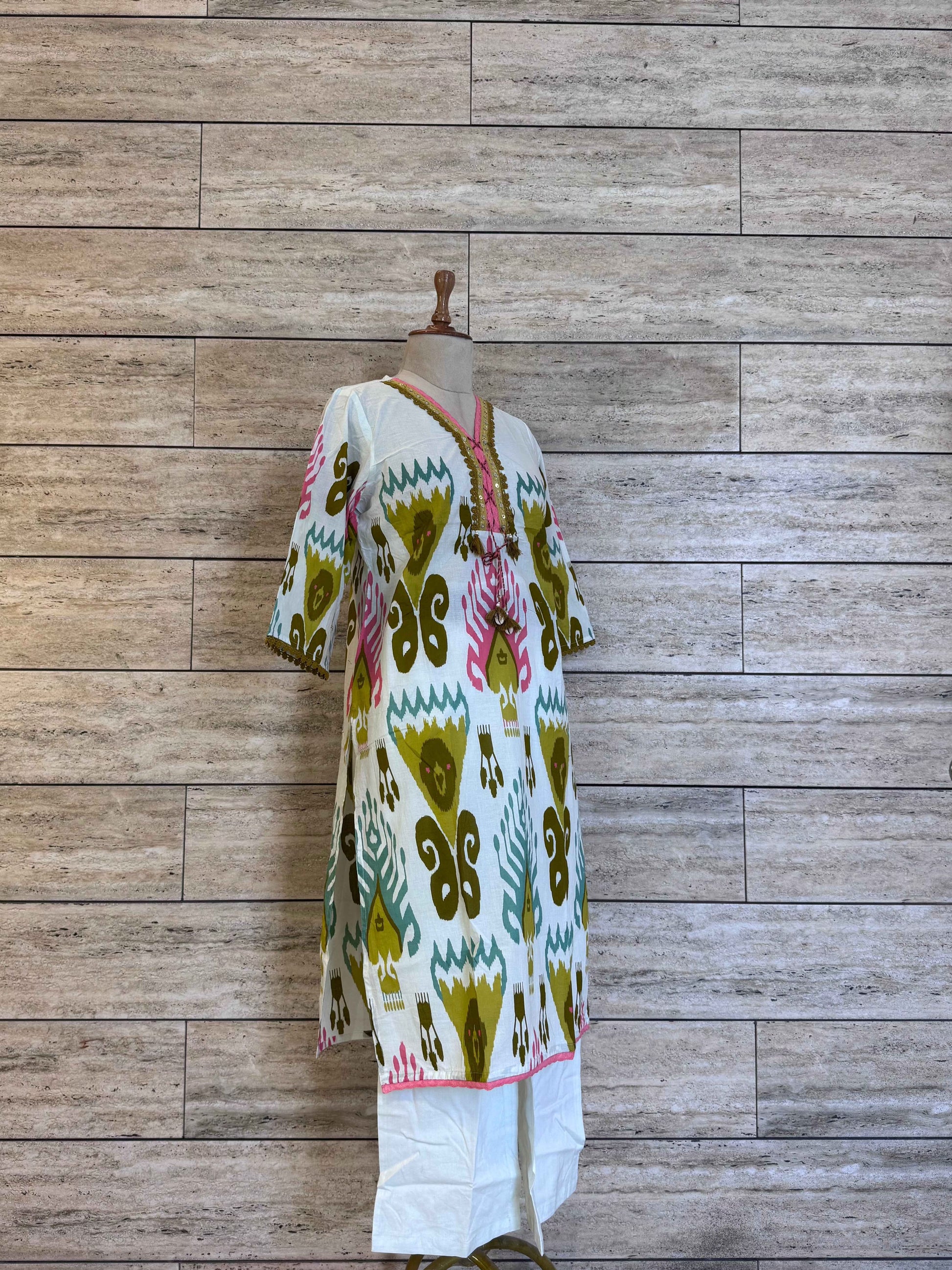 Ikkat print pure Cotton full suit.