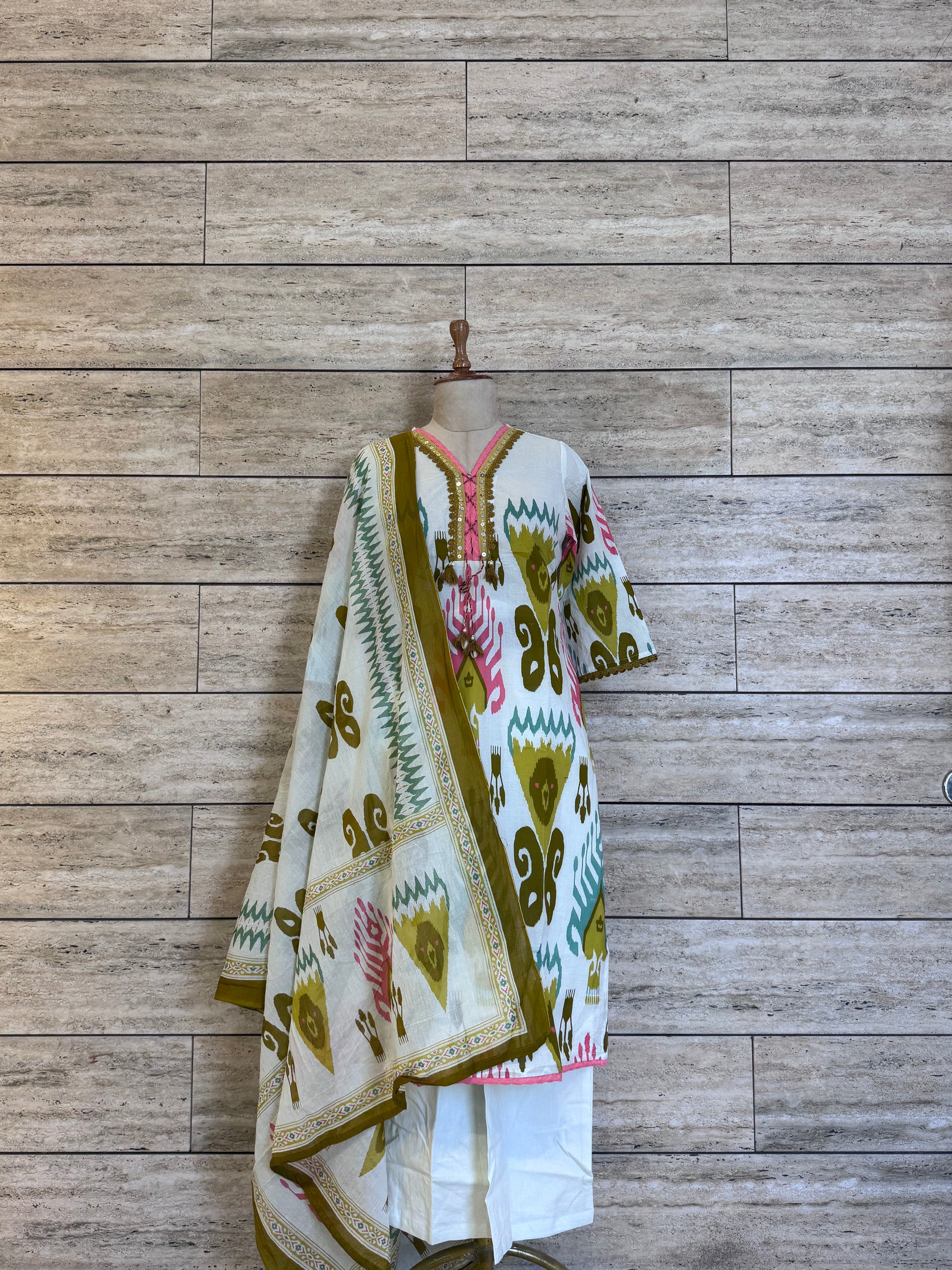 Ikkat print pure Cotton full suit.