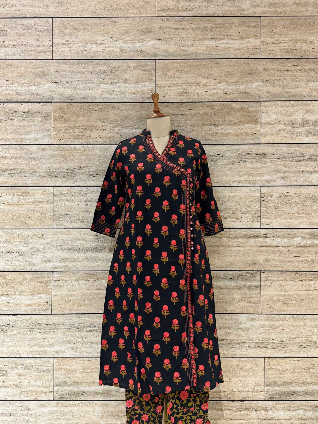 Three Piece Pure Cotton Angrakha Style Dupatta Set ANG034