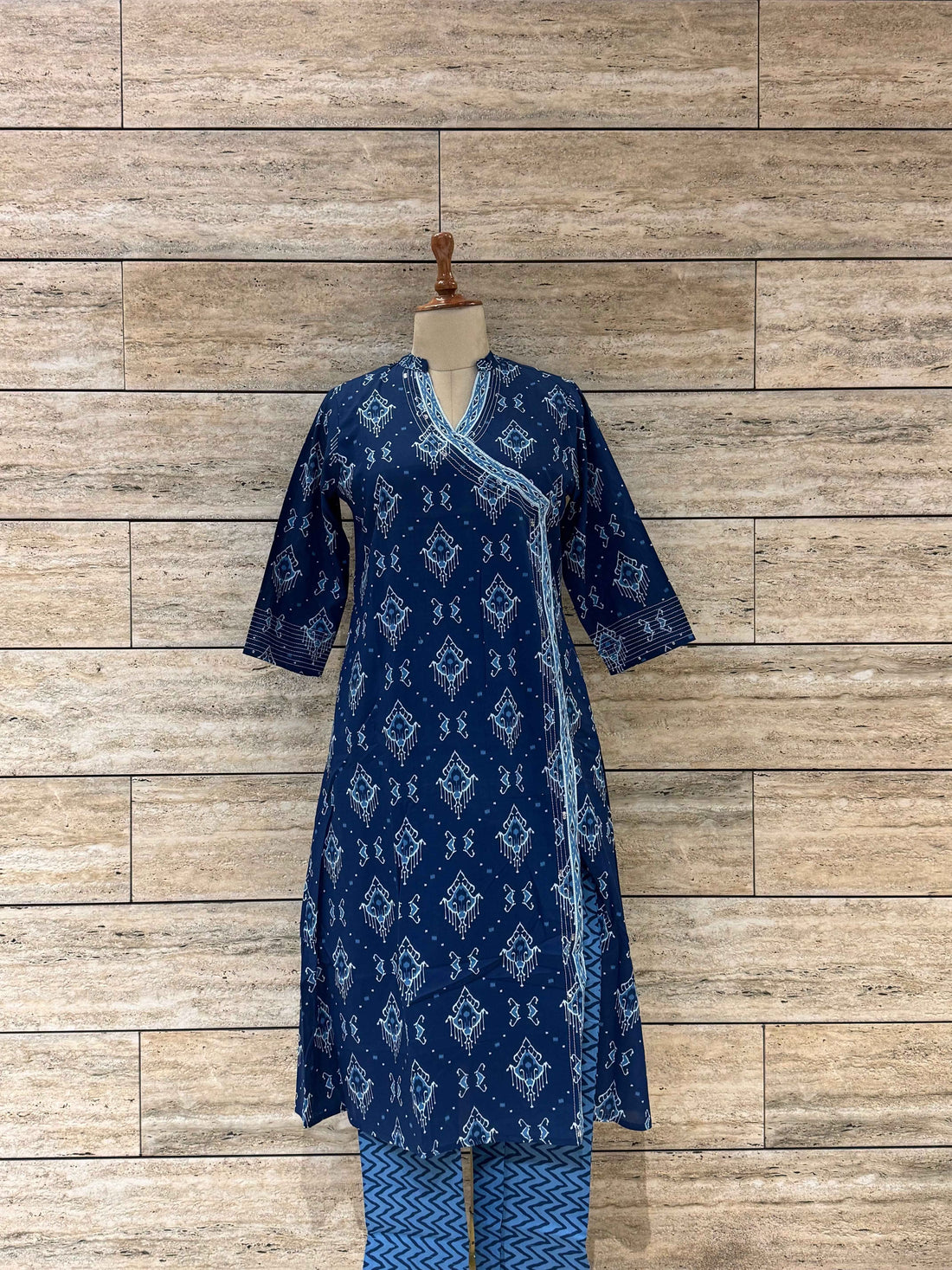 Three Piece Pure Cotton Angrakha Style Dupatta Set ANG032