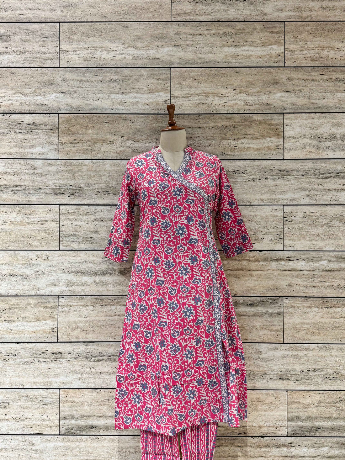 Three Piece Pure Cotton Angrakha Style Dupatta Set ANG031