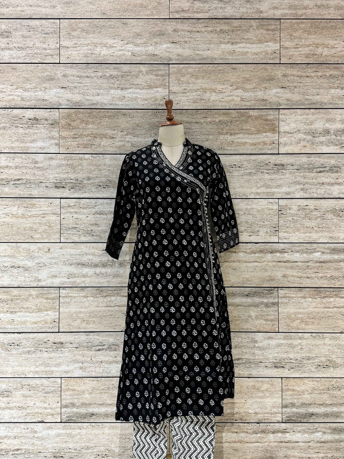 Three Piece Pure Cotton Angrakha Style Dupatta Set ANG029