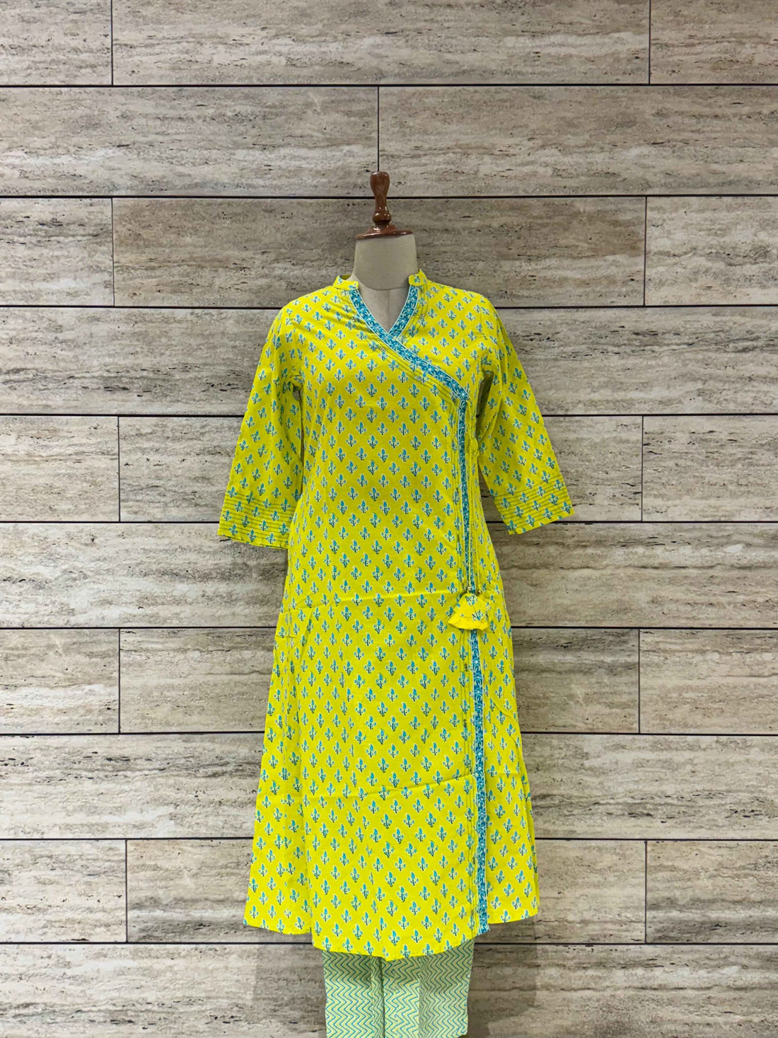 Three Piece Pure Cotton Angrakha Style Dupatta Set ANG028