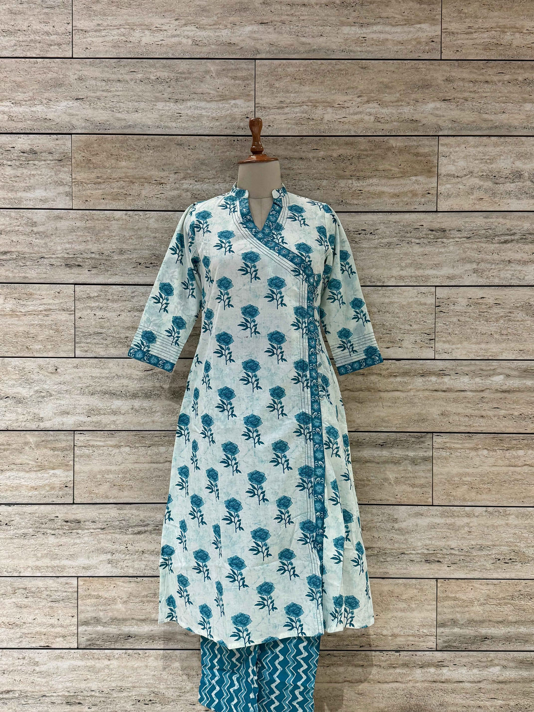 Three Piece Pure Cotton Angrakha Style Dupatta Set ANG026