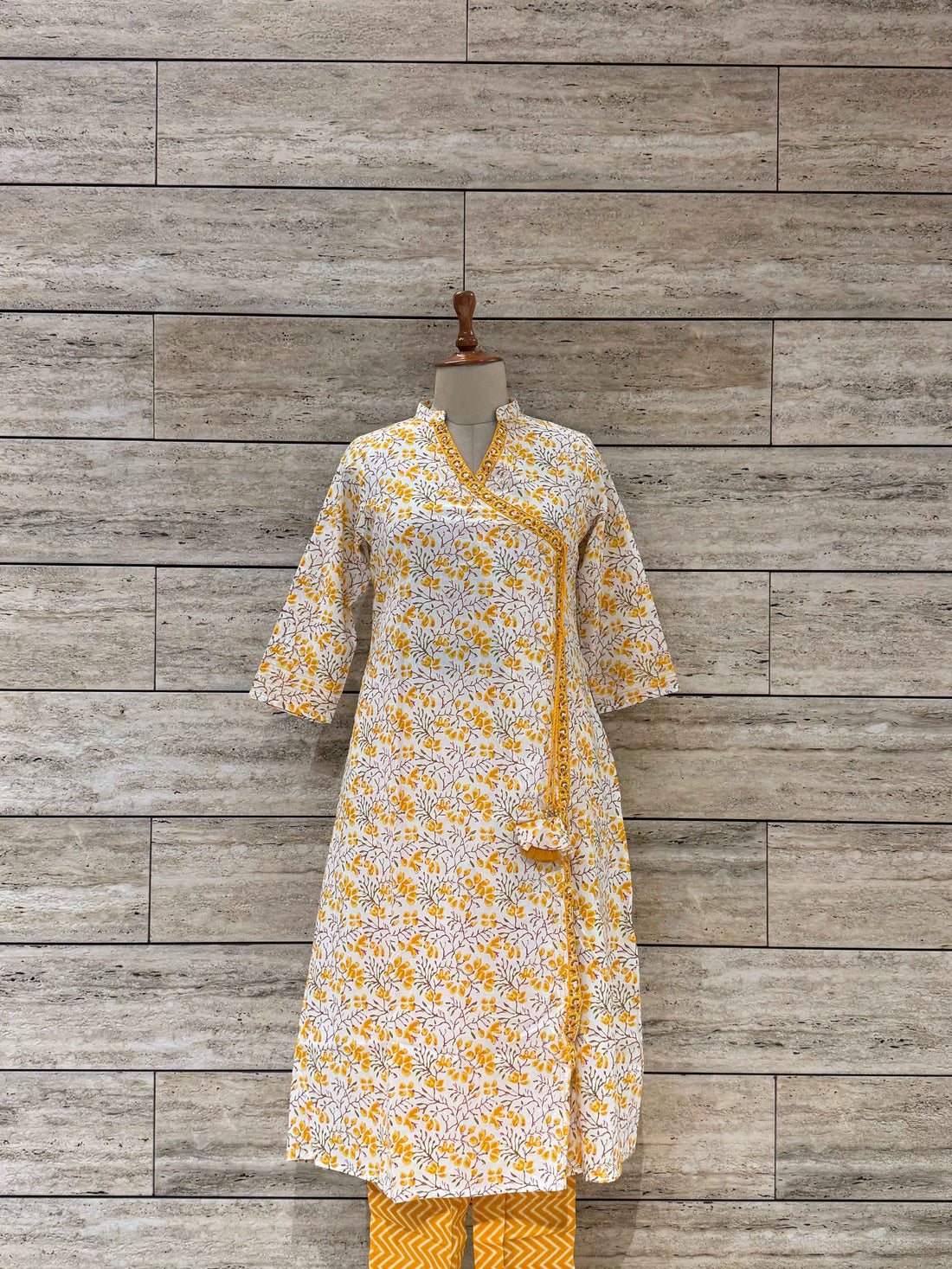 Three Piece Pure Cotton Angrakha Style Dupatta Set ANG025