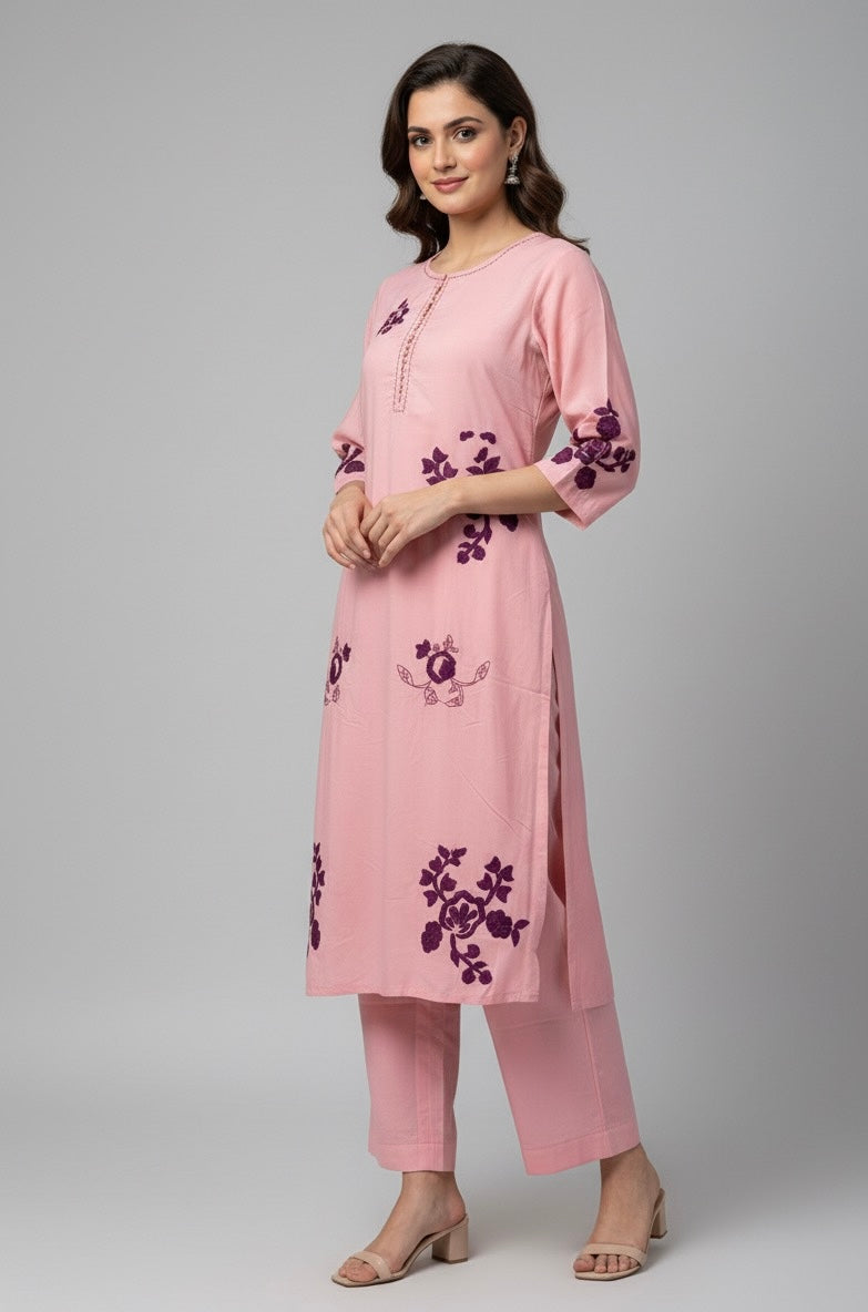 Pure Cotton Applique Work A Line Dupatta Set CS045