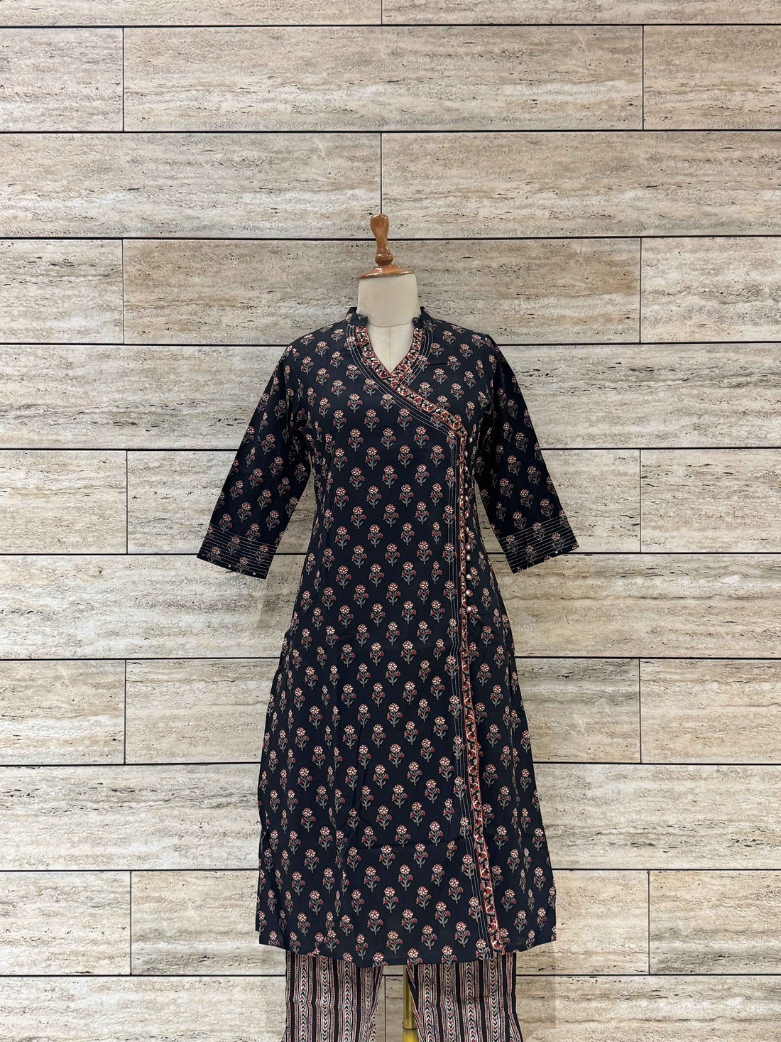 Three Piece Pure Cotton Angrakha Style Dupatta Set ANG021