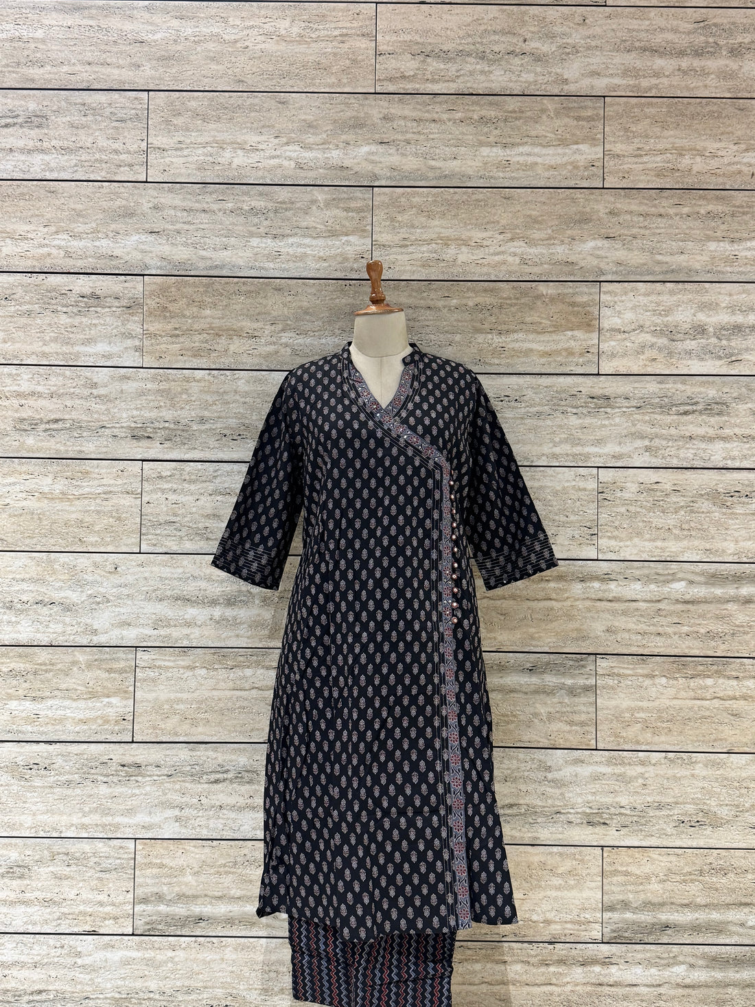 Three Piece Pure Cotton Angrakha Style Dupatta Set  LC094