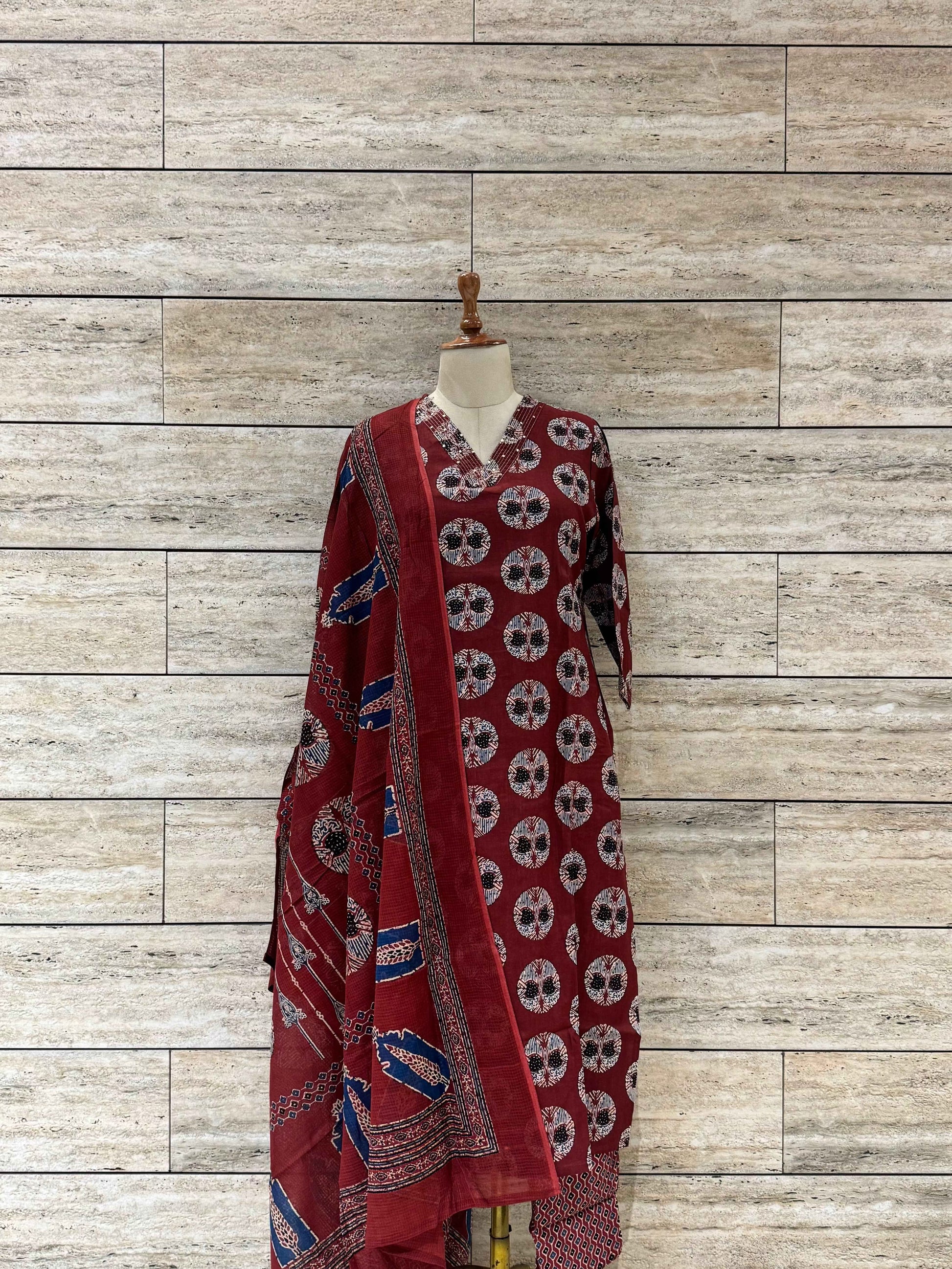 Pure Cotton Ajrakh Print Dupatta Set (Copy)