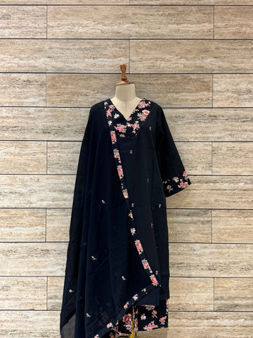 Pure Cotton Dupatta Set With Embroidery (Copy)