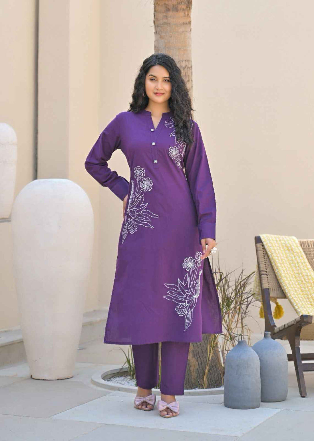 Embroidery Cotton pant set.