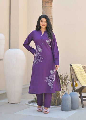 Embroidery Cotton pant set.