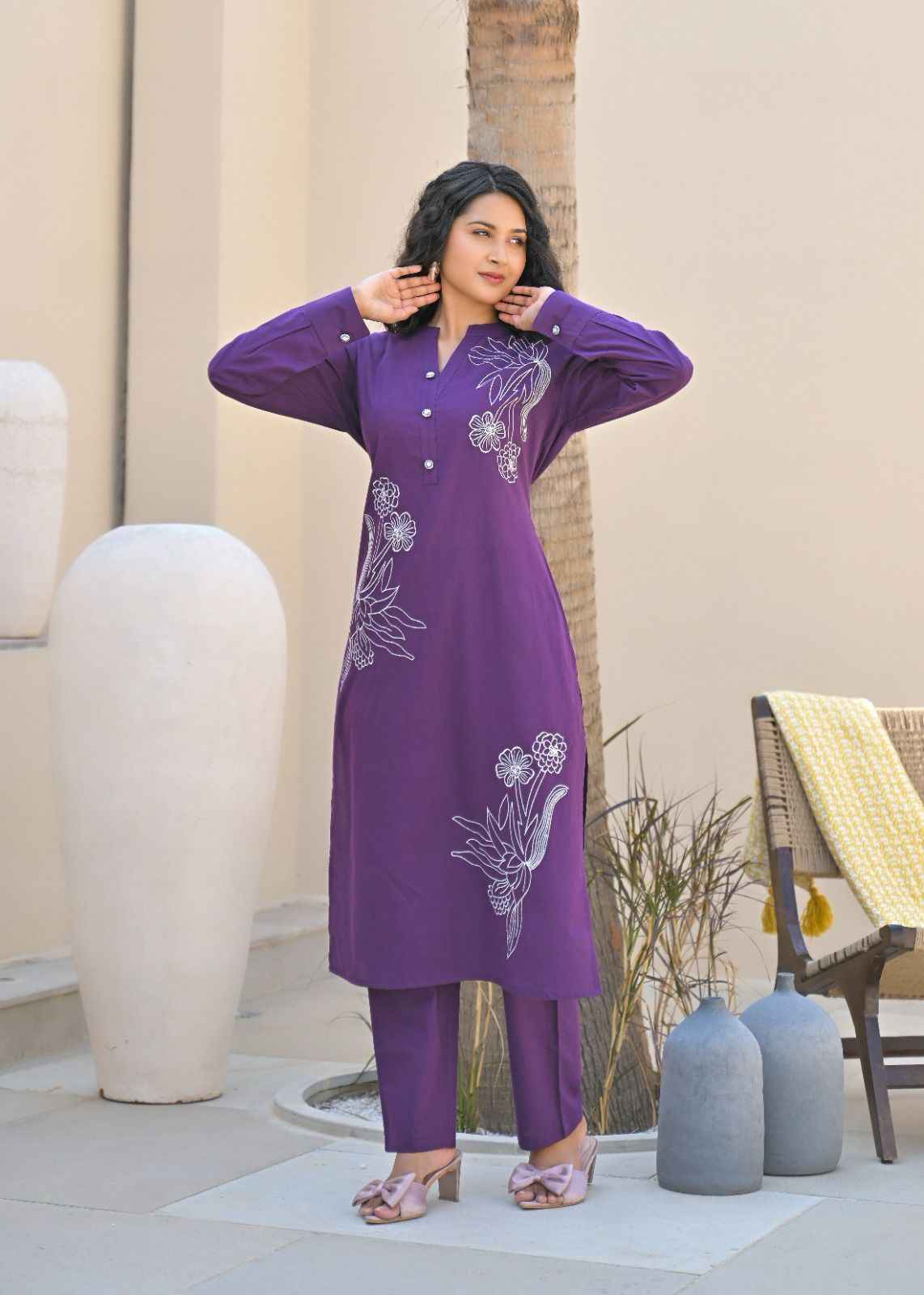 Embroidery Cotton pant set.