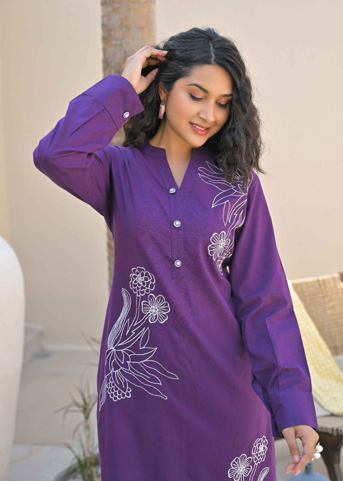 Embroidery Cotton pant set.