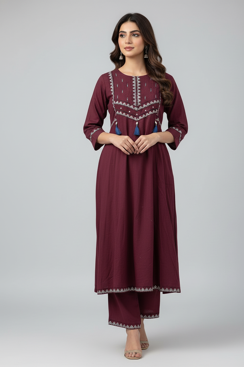 Pure Cotton Solid Base Ajrakha Print Dupatta Set CS053