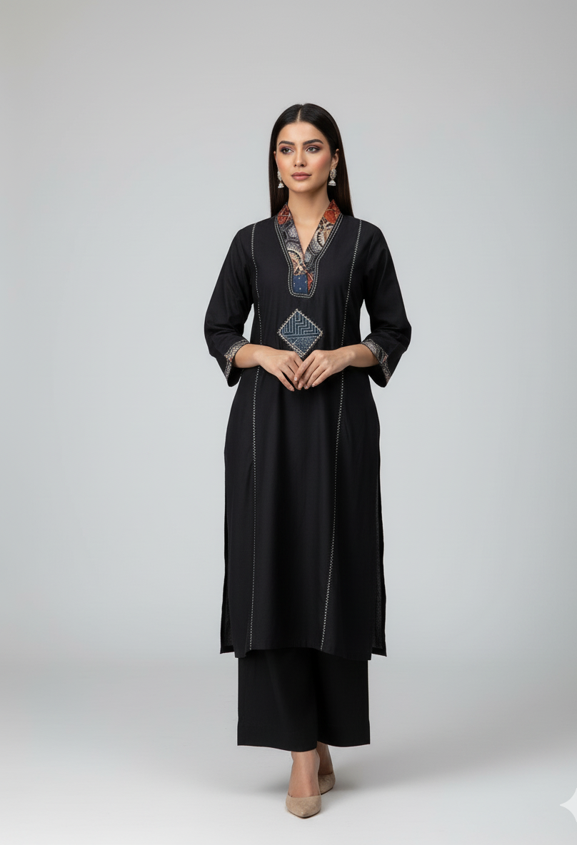 Pure Cotton A Line Applique Dupatta Set CS040