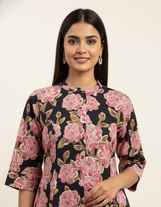 Pure Cotton Floral Print Co Ord Set PS030